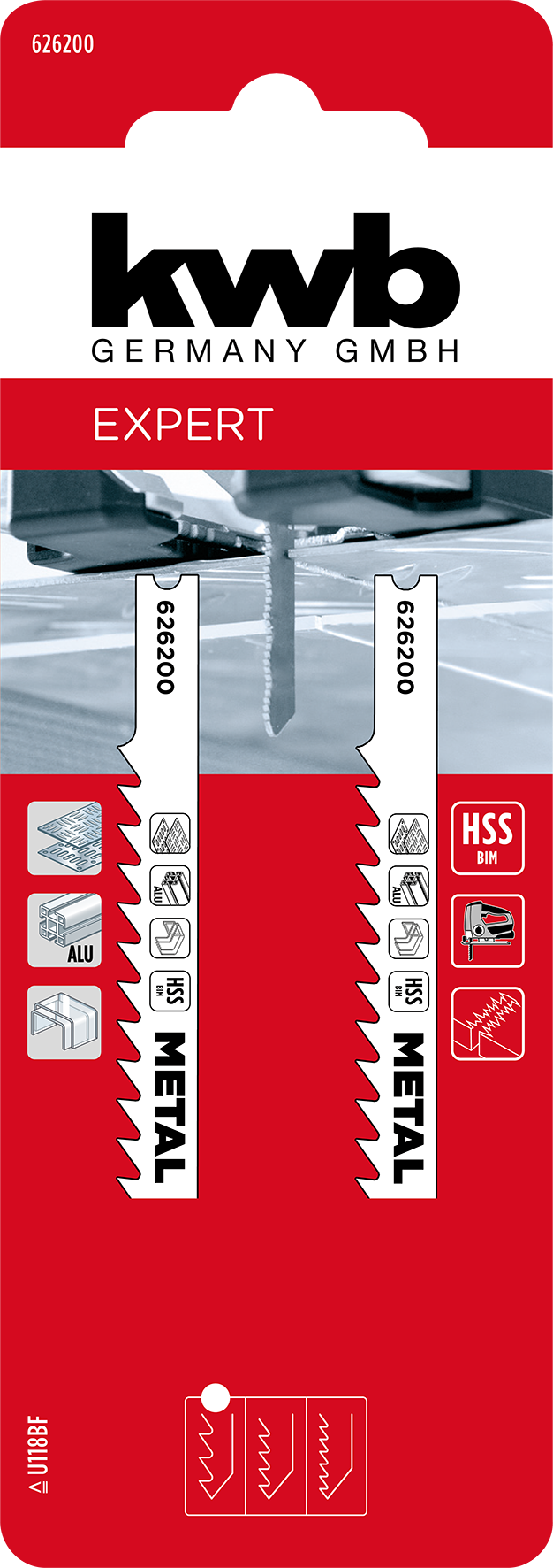 kwb HSS-BiM-Stichsägeblätter mit U-Schaft für Metall, mittel, 80 mm kwb HSS-BiM-Stichsägeblätter mit U-Schaft für Metall, mittel, 80 mm