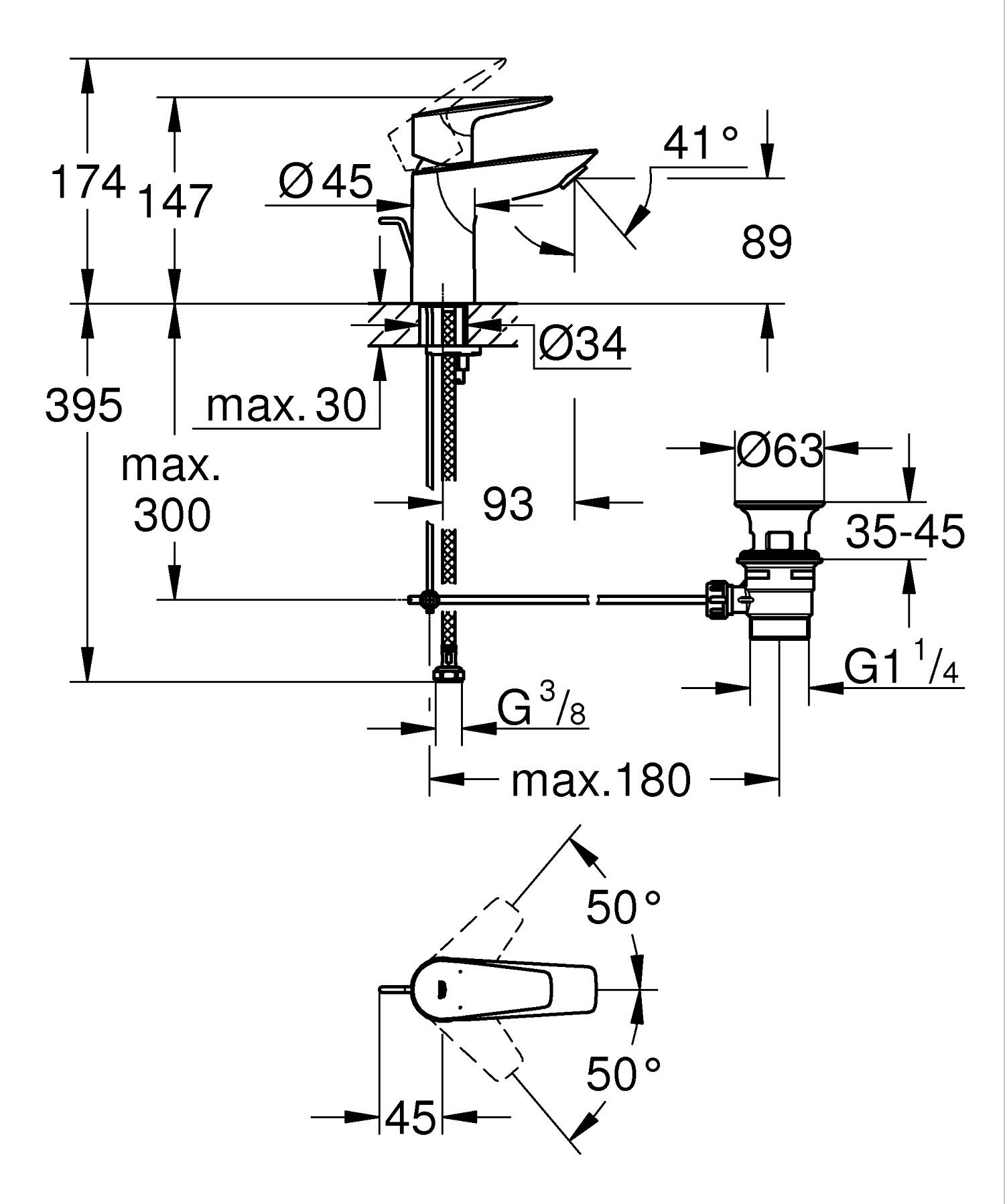 Grohe Start Edge Einhand-Waschtischbatterie, 1/2" S-Size Grohe Start Edge Einhand-Waschtischbatterie, 1/2" S-Size