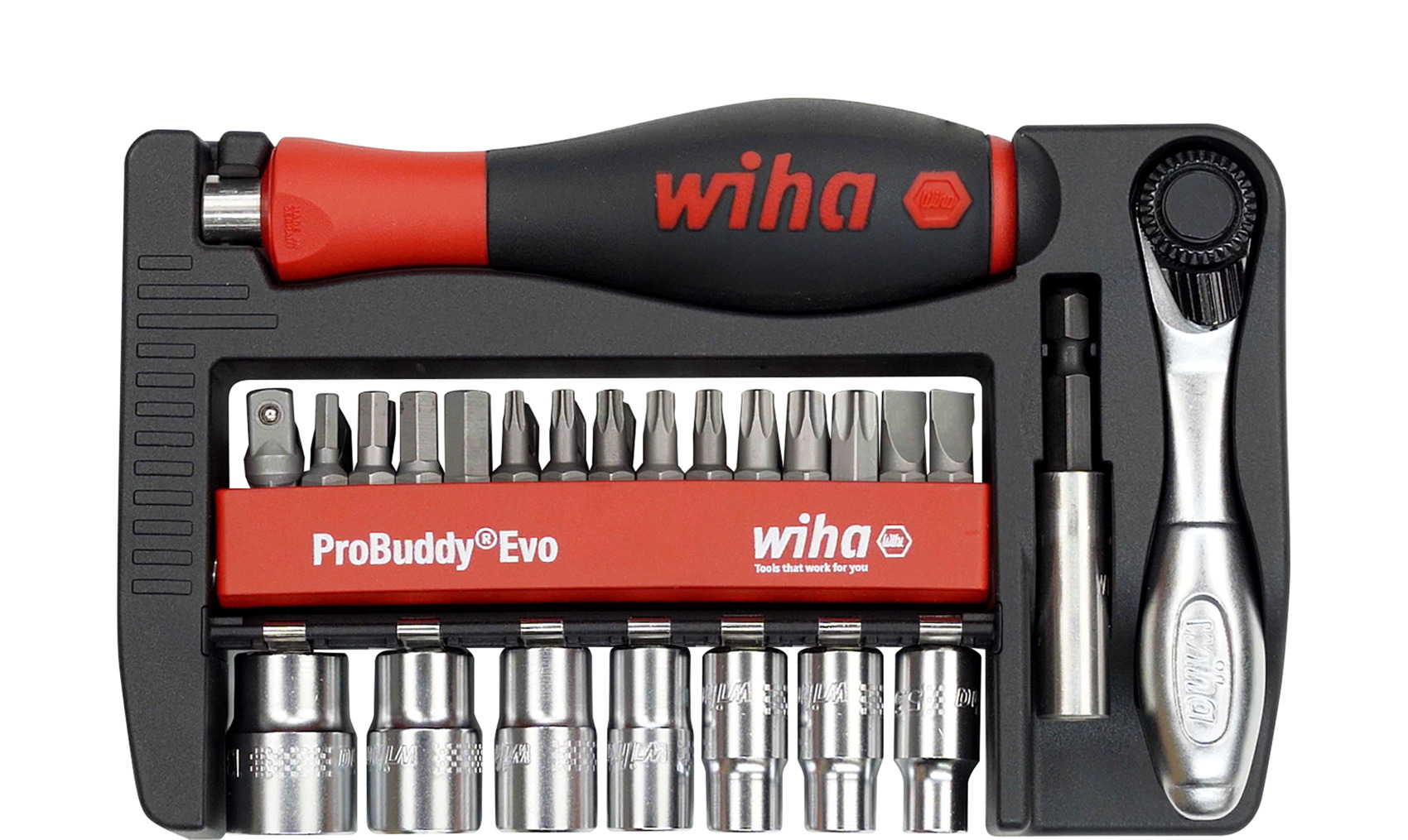 Wiha Bit und Steckschlüssel Set ProBuddy Evo gemischt 40-teilig, 1/4"
