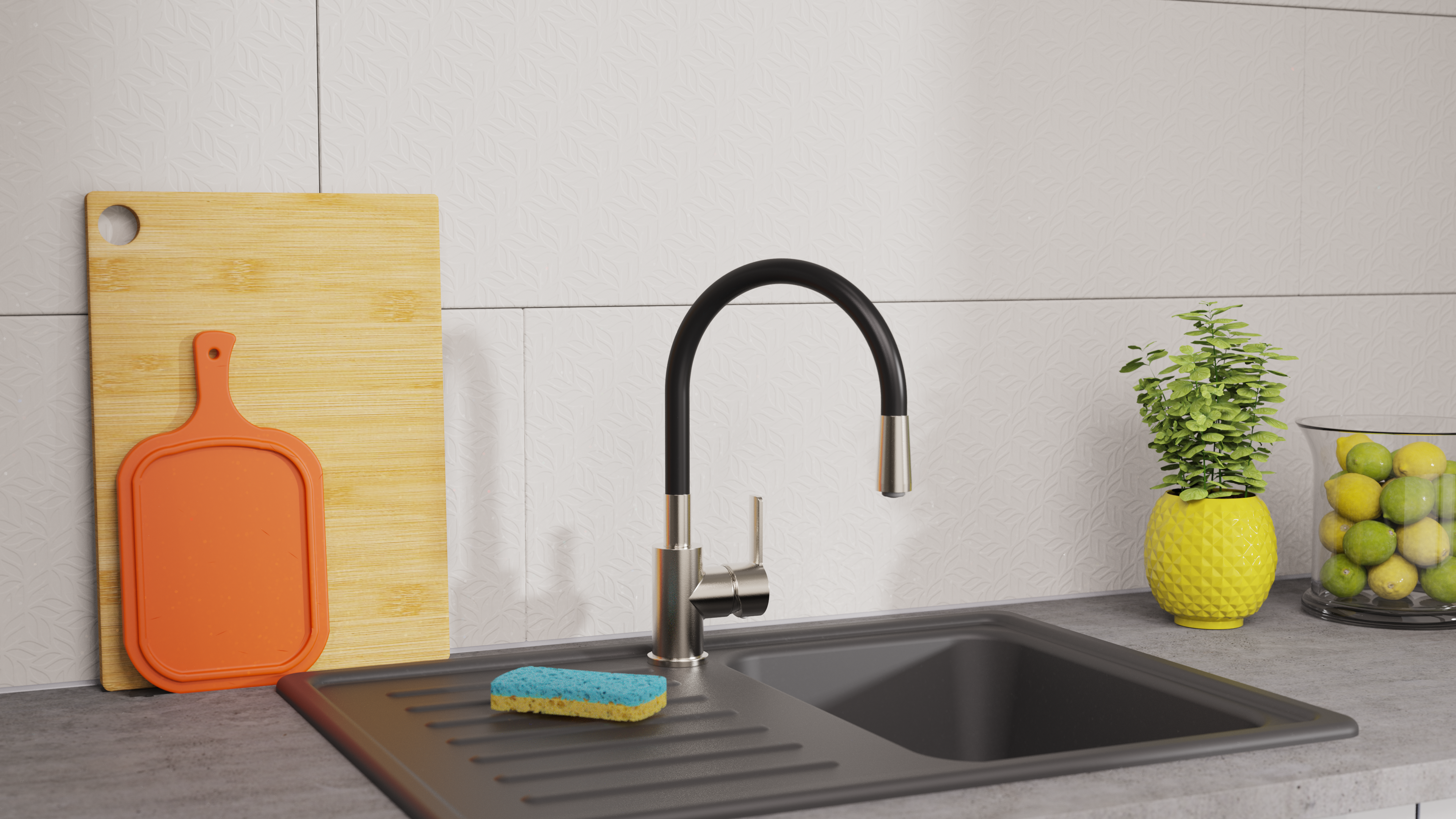 Schütte Spültischarmatur Flexo, Edelstahloptik/Schwarz Schütte Spültischarmatur Flexo, Edelstahloptik/Schwarz