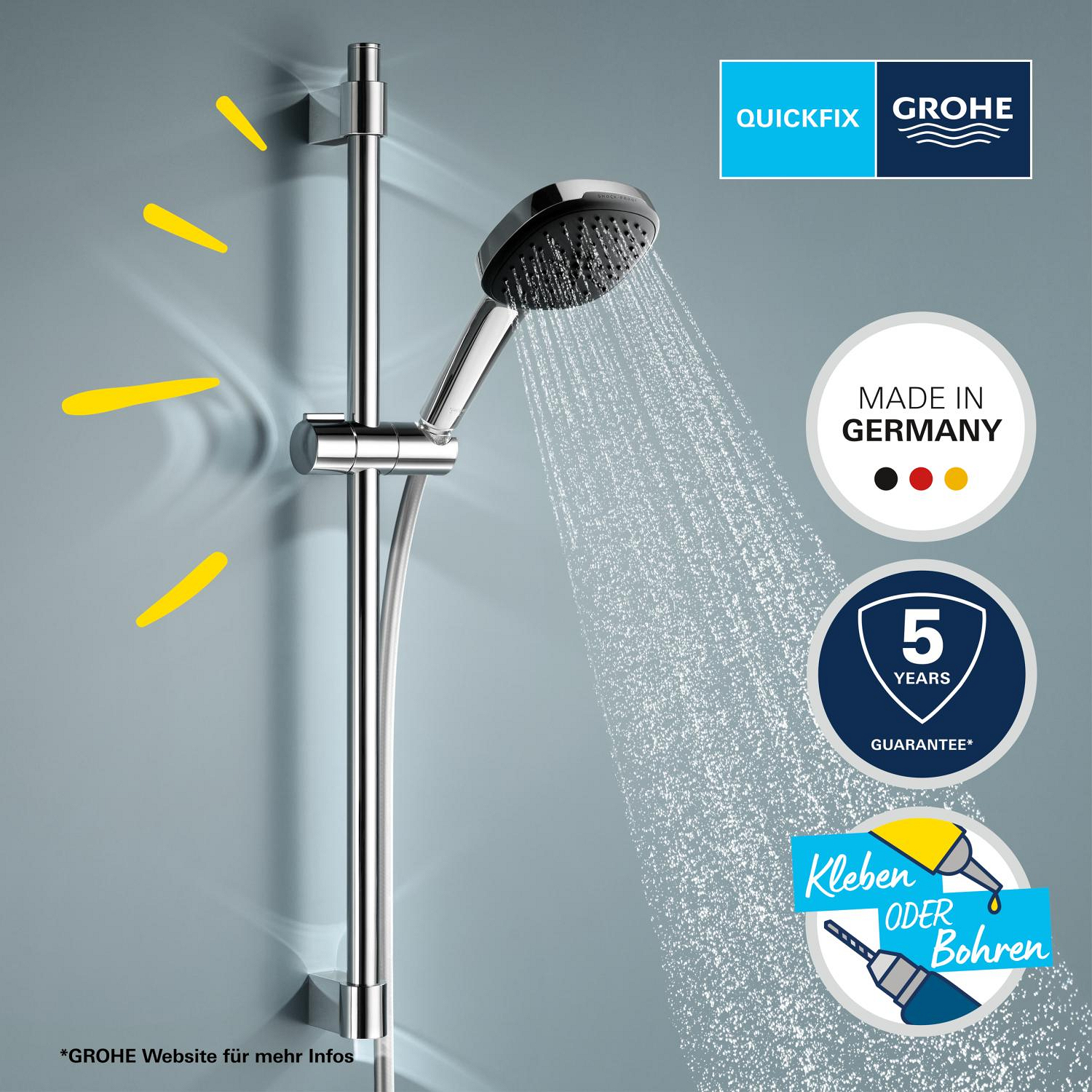 Grohe Vitalio Comfort 110 Brausestangenset 2 Strahlarten (Rain, Jet)