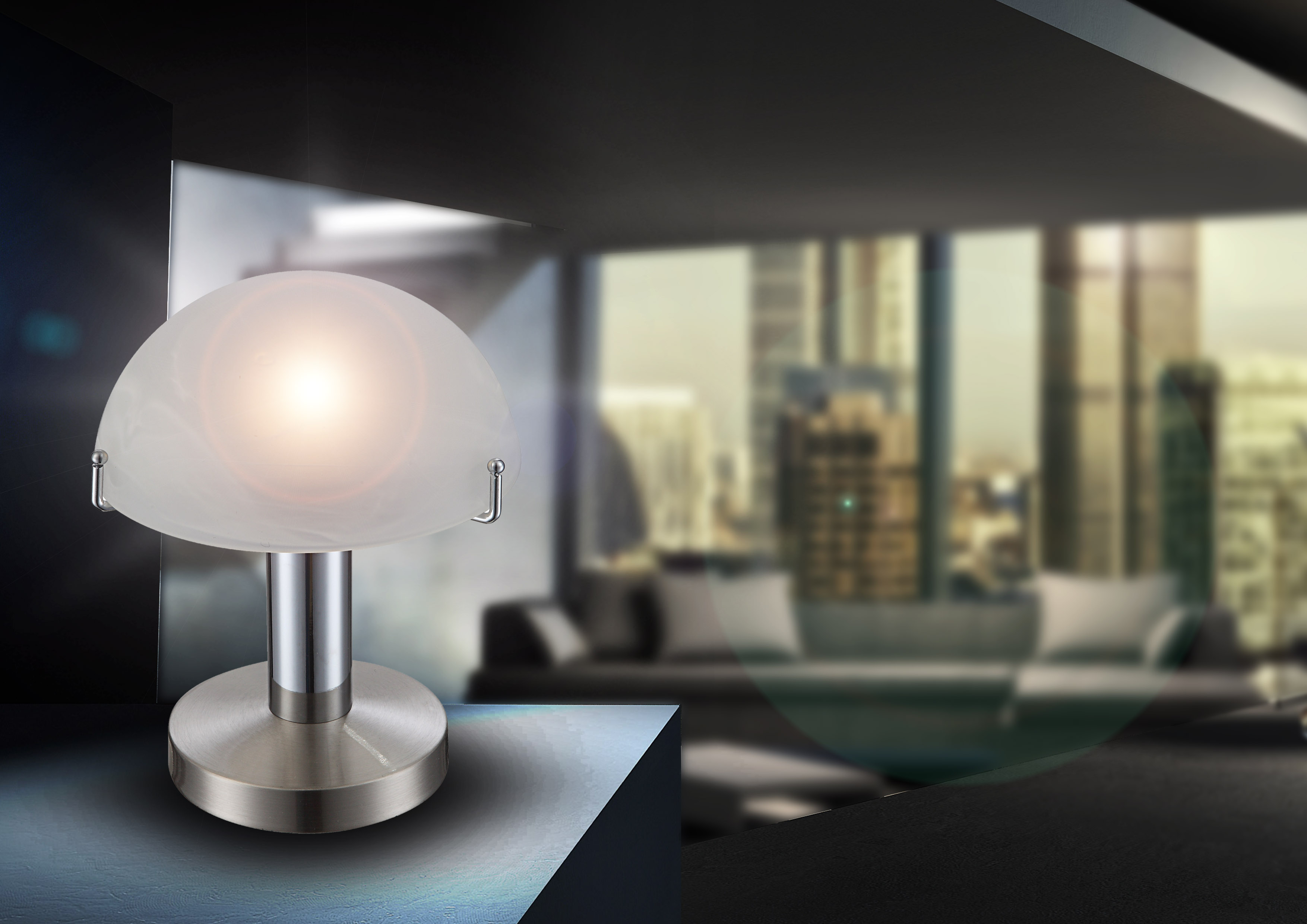 612782_am GLOBO TISCHLEUCHTE 3W 300LM TOUCH ALABASTER NICKEL MATT