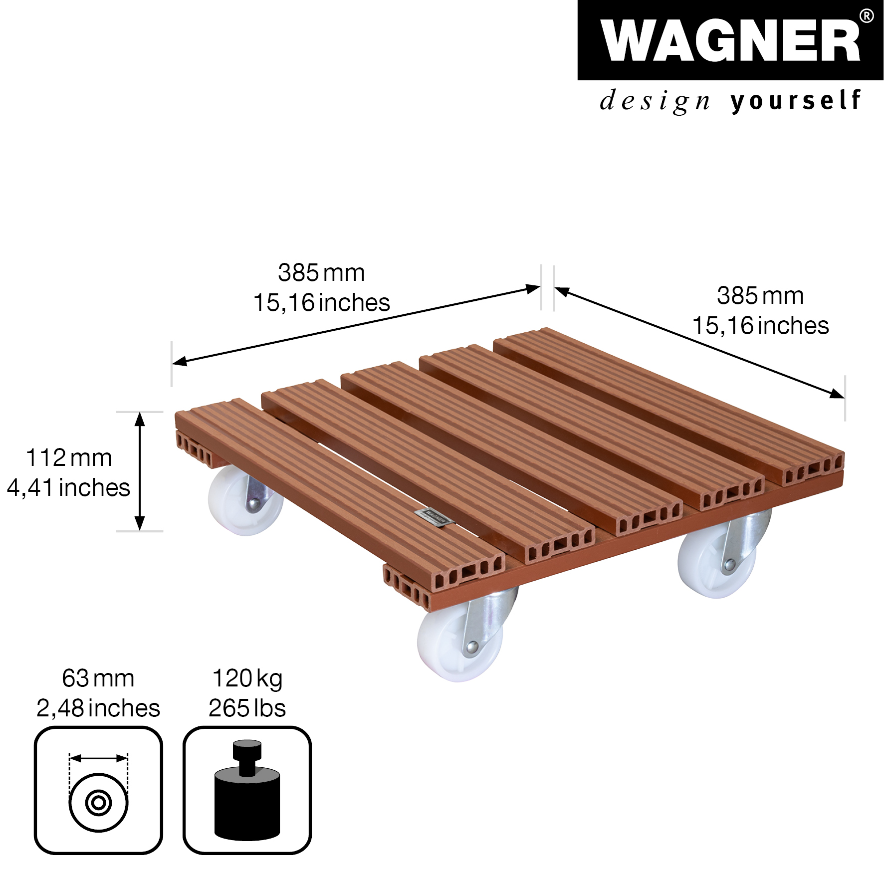 499113-1 MULTI ROLLER WPC TERRACOTTA 38,5X38,5CM