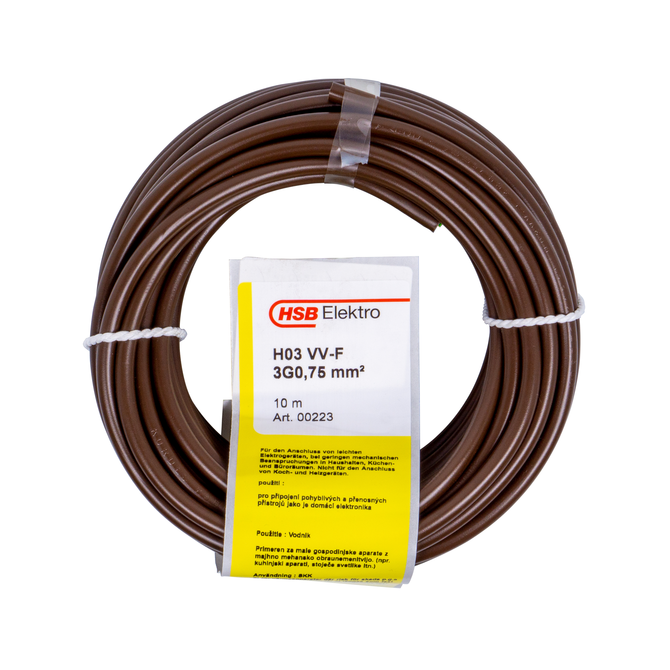 HSB Schlauchleitung H03VV-F 3G0,75mm², 10m, braun