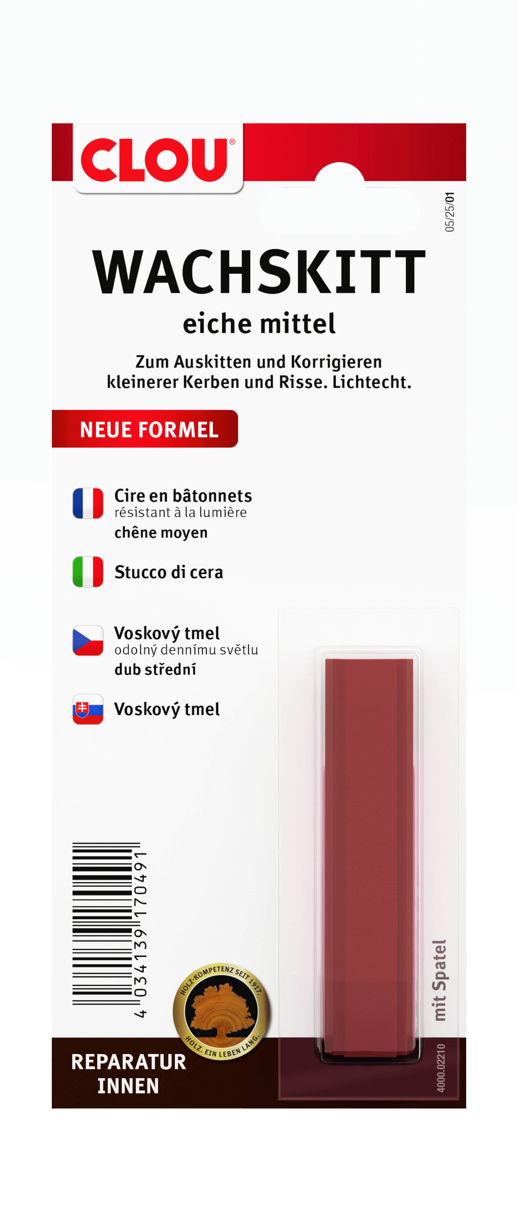 Clou Wachskitt, Eiche Mittel