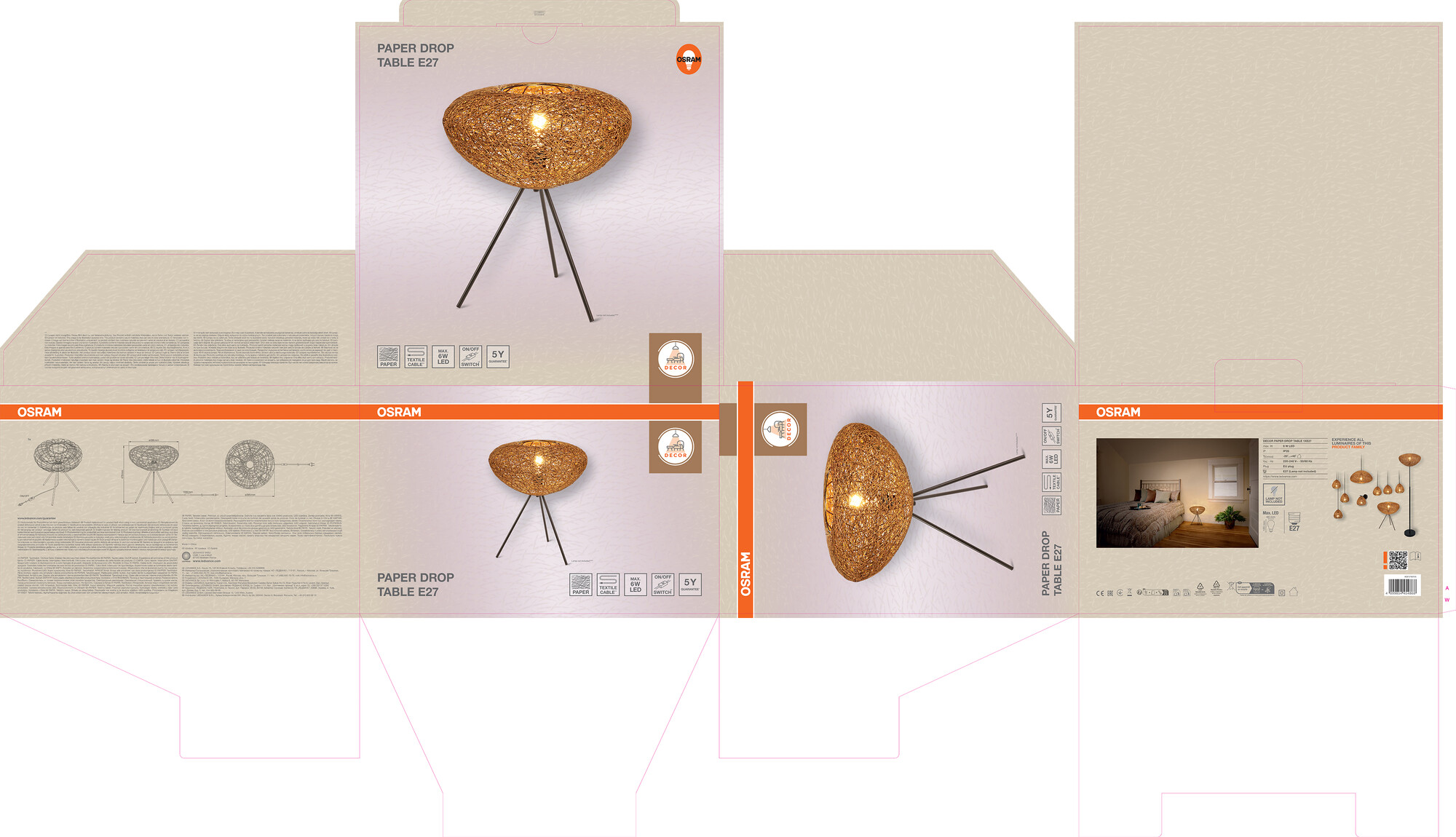 Osram Decor Tischleuchte, 1XE27, schwarz