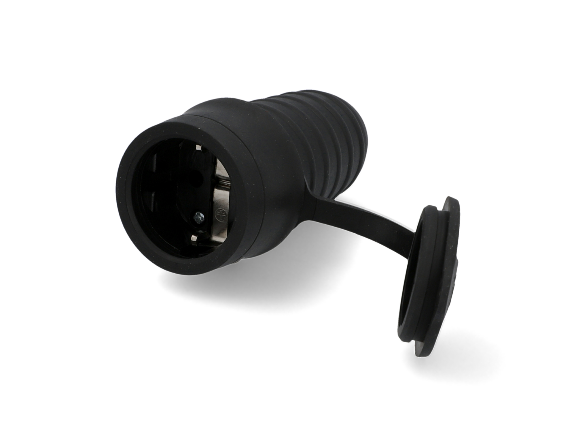 Unitec Schutzkontakt-Kupplung Gummi PVC-Ei IP44 Deckel schwarz