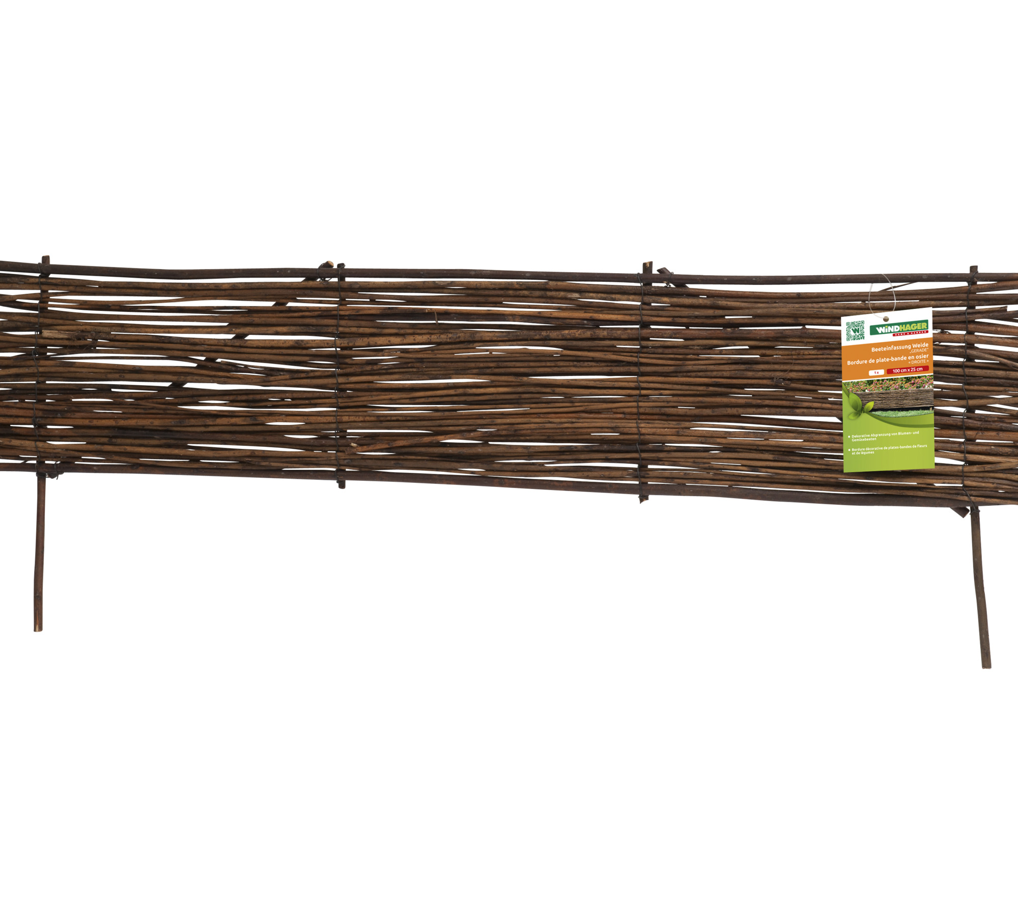 Windhager Beeteinfassung Weide, gerade, 100 x 20/35 cm