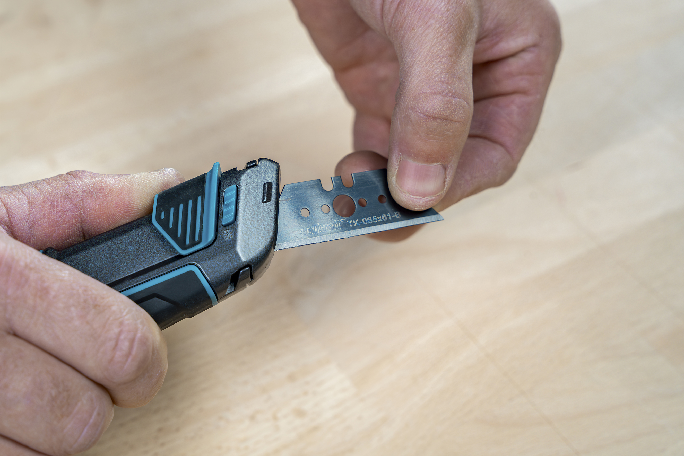 wolfcraft Trapezklingen-Messer PRO SAFETY mit Köcher
