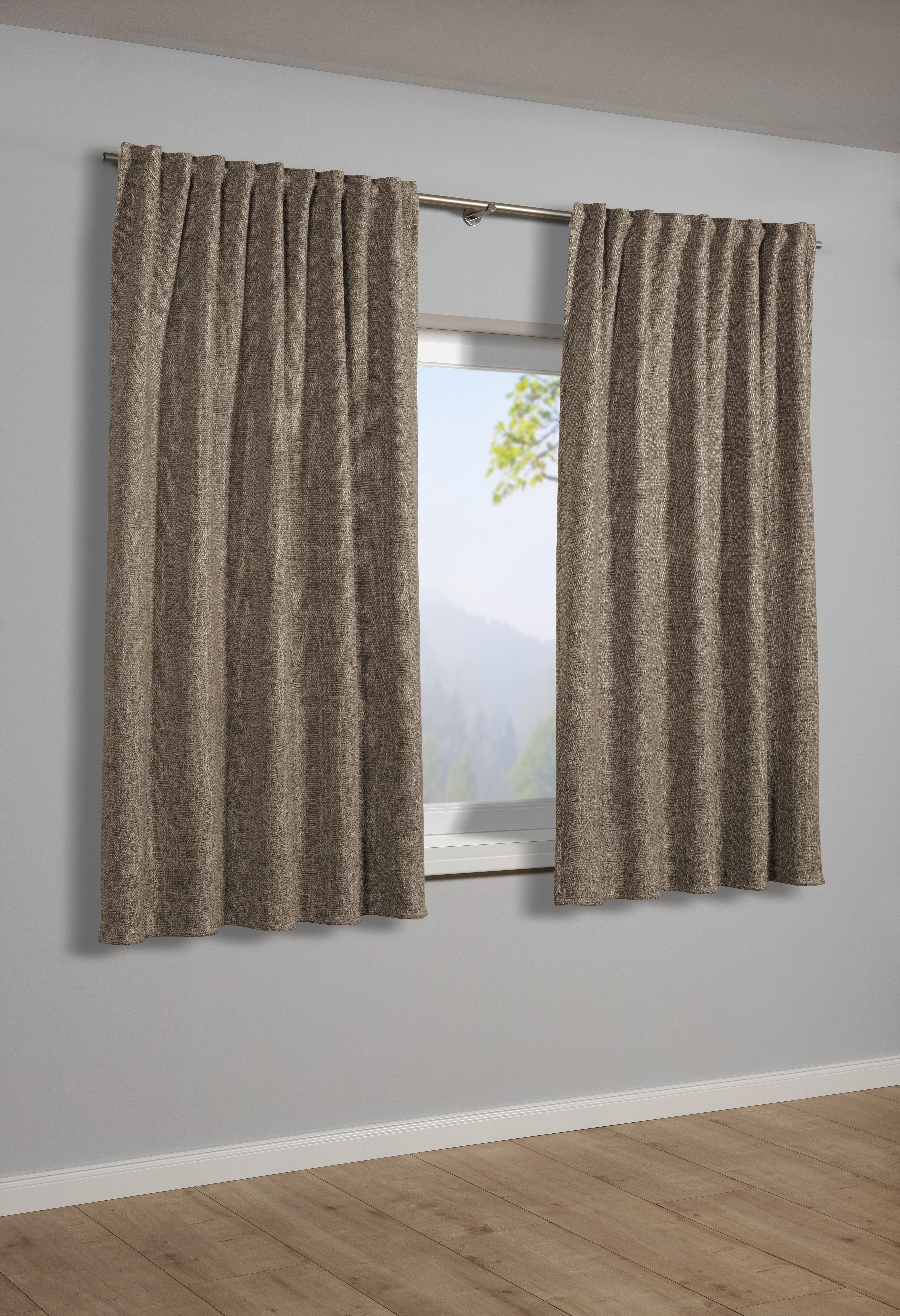 Sehlbach Schal mit Gardinenband braun, 130 x 175 cm Sehlbach Schal mit Gardinenband braun, 130 x 175 cm