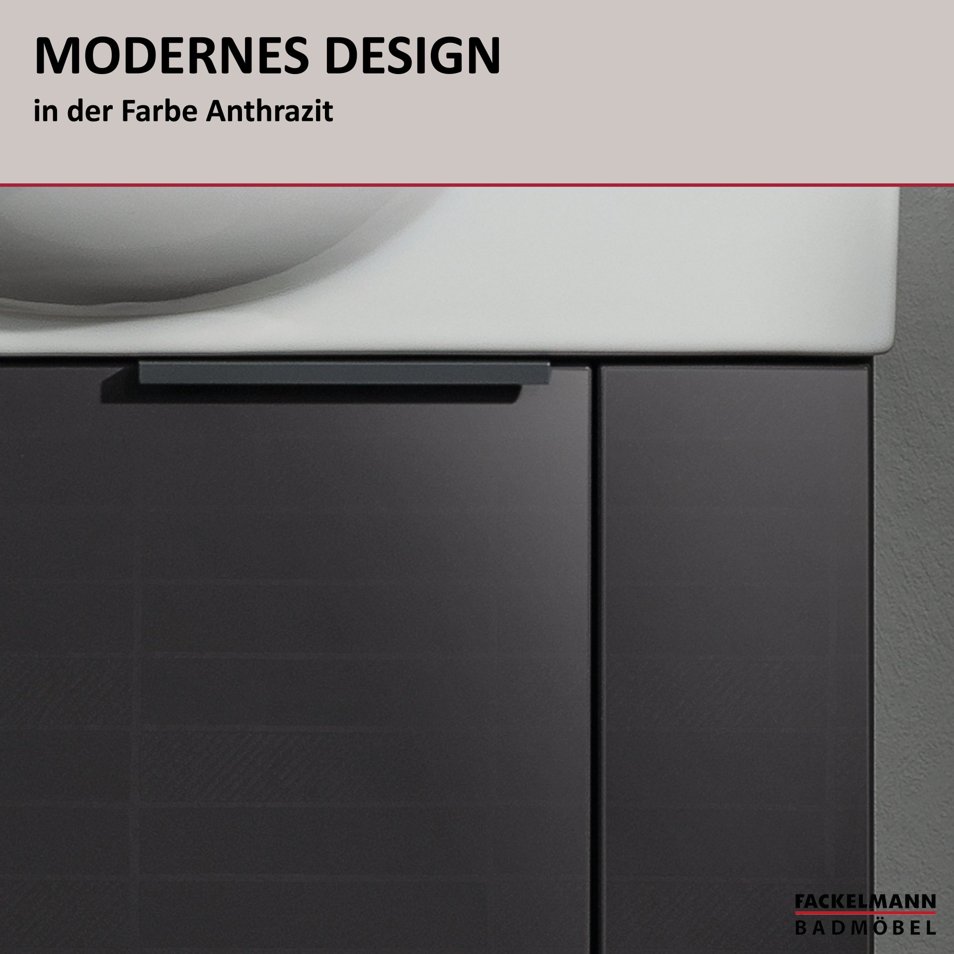 Fackelmann SBC Mini-Waschtischunterschrank 45, 440 x 600 x 243 mm, Anthrazit-Hochglanz