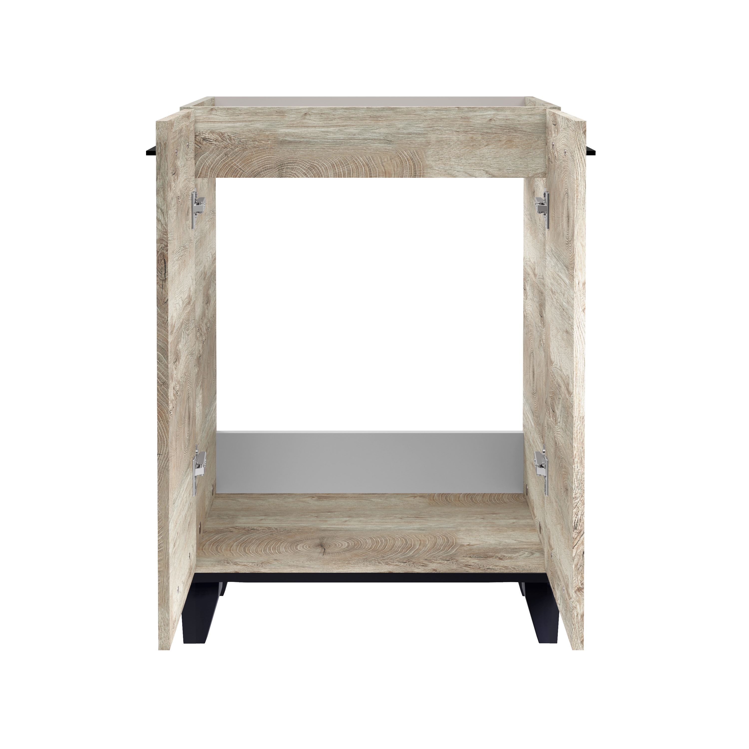 Fackelmann Set TE-A Keramik-Waschtisch + Waschtischunterschrank, Nature-Oak-Optik