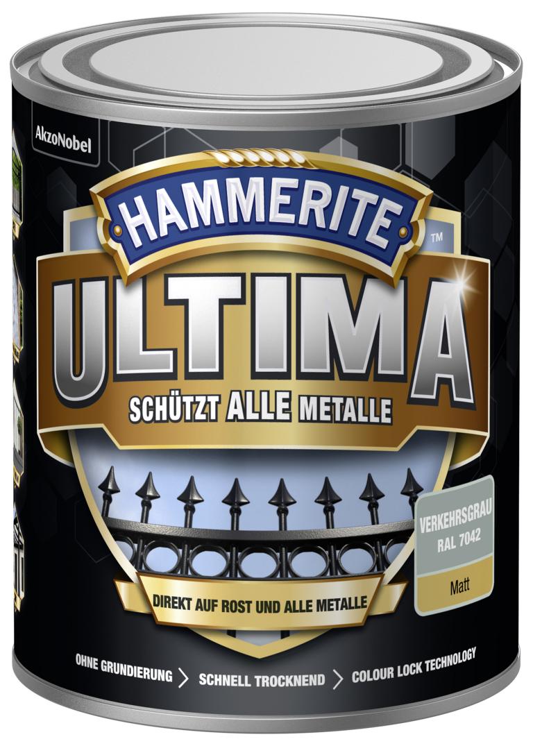 734611_4007591724472_5379758-Hammerite_ULTIMA_matt_750ml_verkehrsgrau HAMMERITE  METALLSCHUTZLACK ULTIMATE MATT VERKEHRSGRAL 7042 750