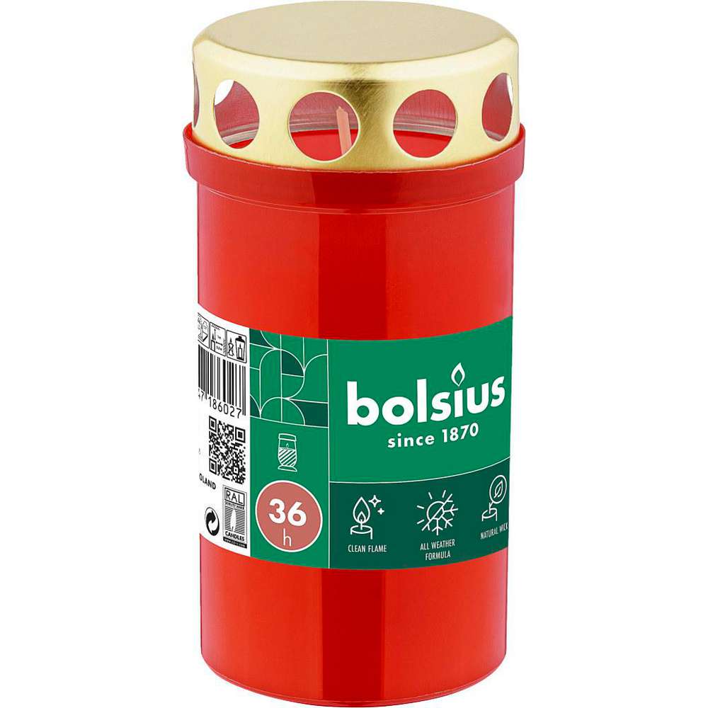 Bolsius Dauerbrenner mit Deckel, rot Bolsius Dauerbrenner mit Deckel, rot