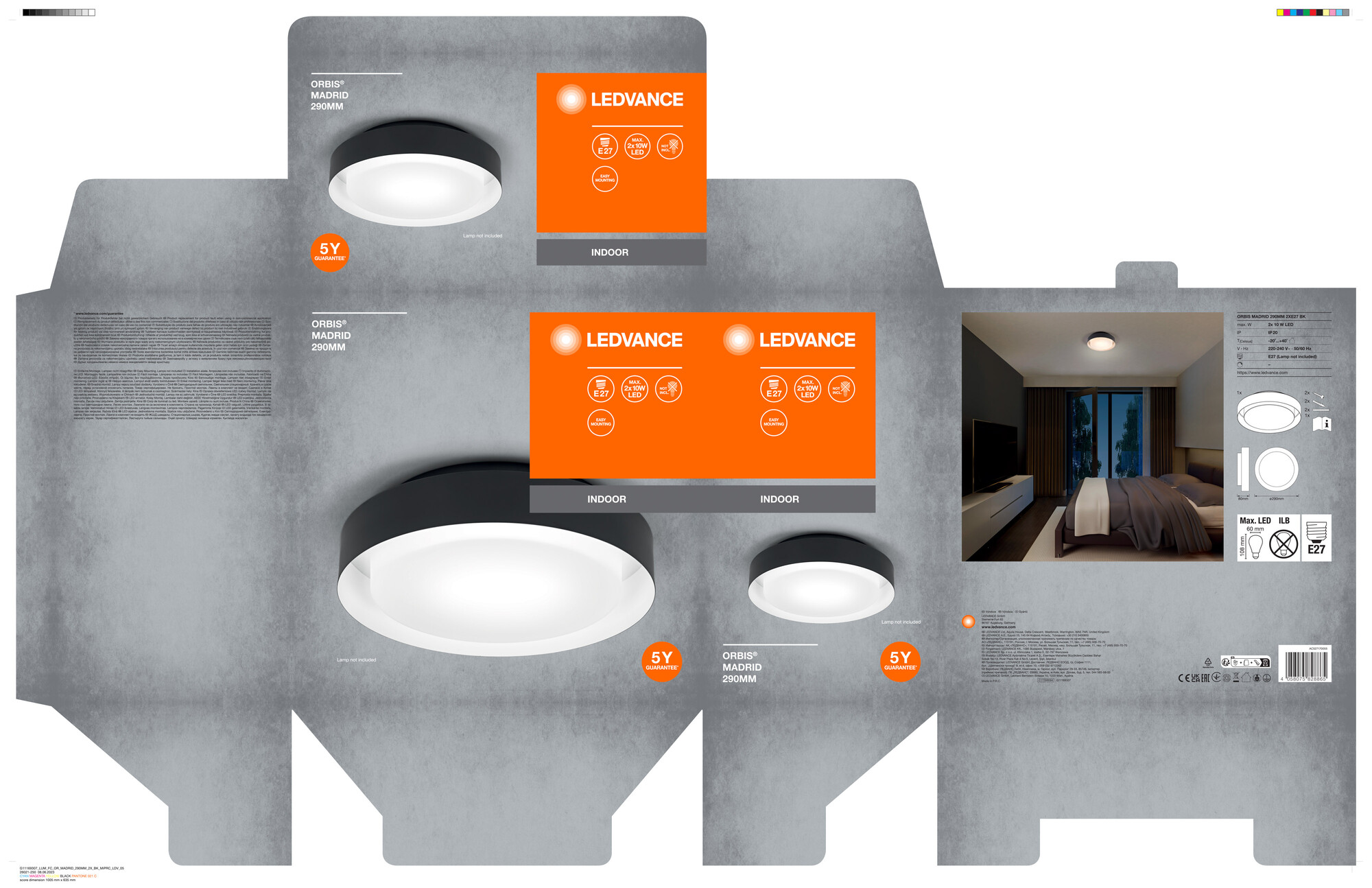 Ledvance ORBIS Deckenleuchte Madrid 290 mm, schwarz, E27