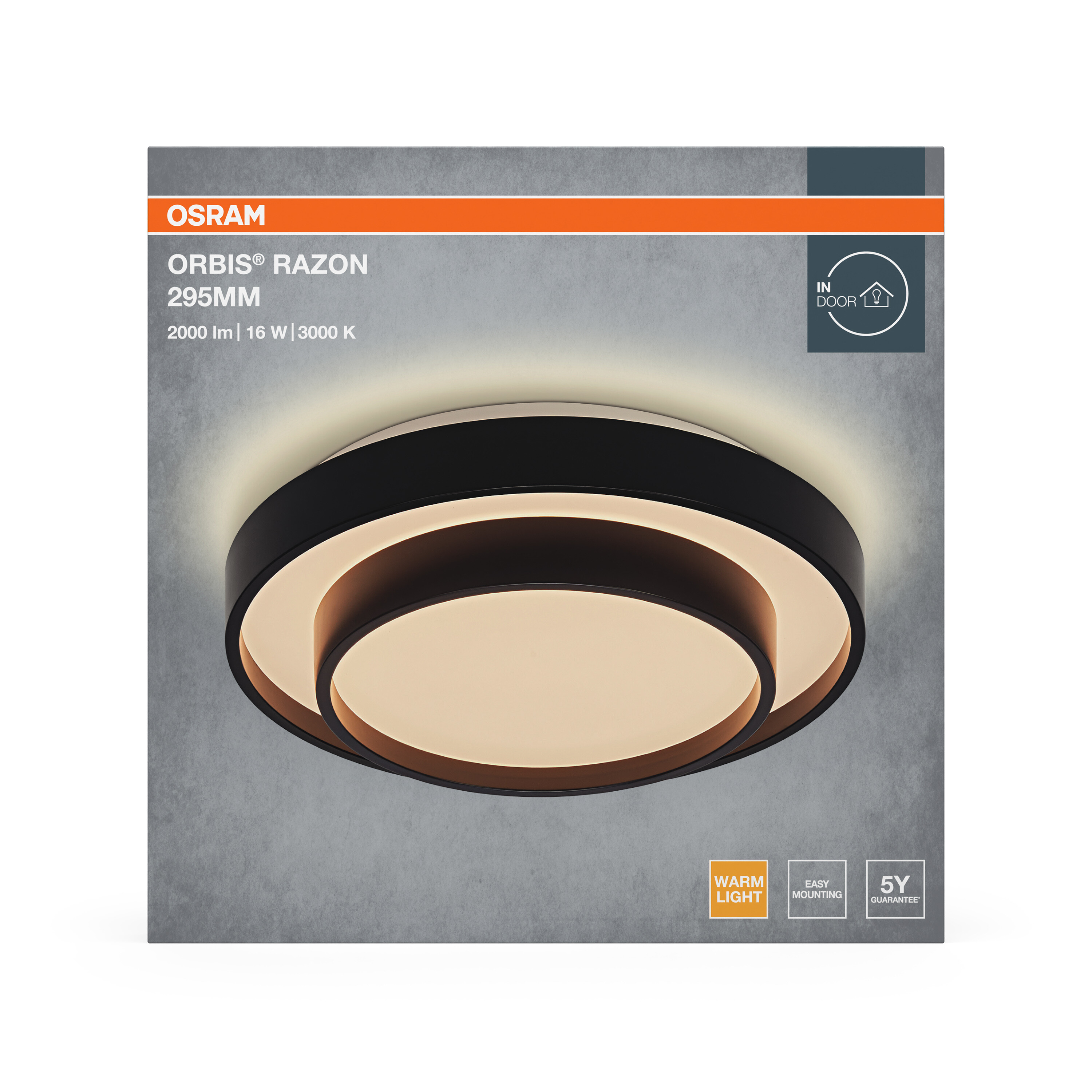 Osram Led Deckenleuchte "Orbis Razon", 295 mm, 16W, 830, schwarz