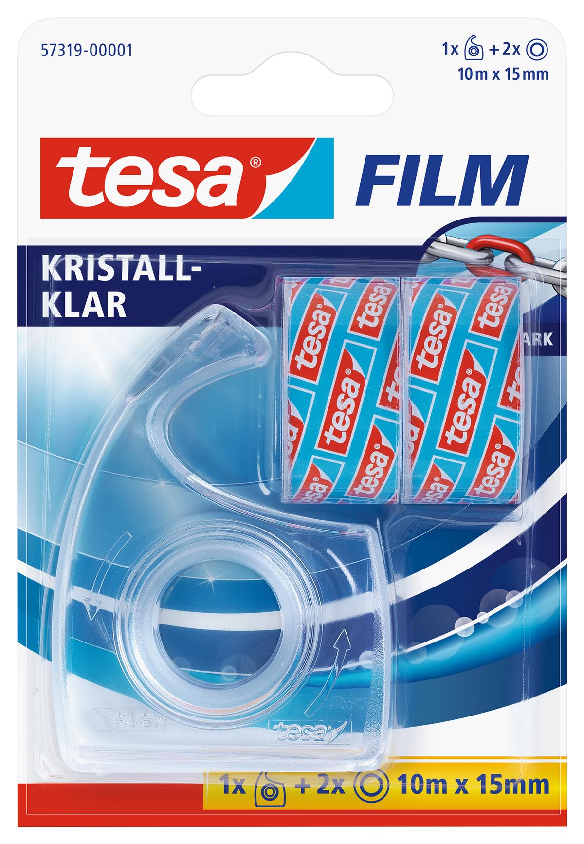 tesafilm_Crystal_Clear_573190000104_LI400_front_pa tesa kristall-klar tesafilm, 2 Rollen + Handabroller