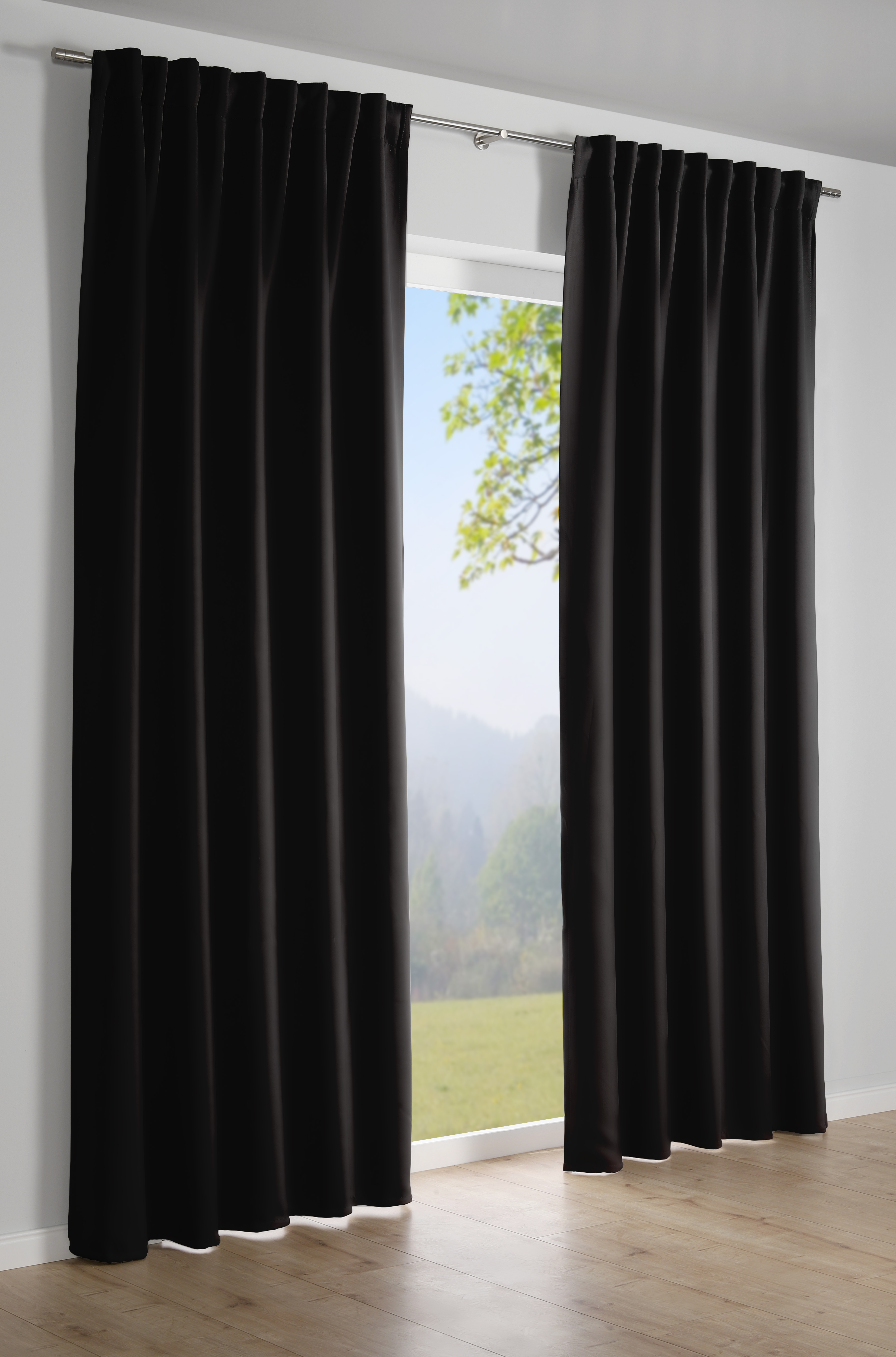 Sehlbach Schal mit Gardinenband schwarz, 140 x 245 cm Sehlbach Schal mit Gardinenband schwarz, 140 x 245 cm