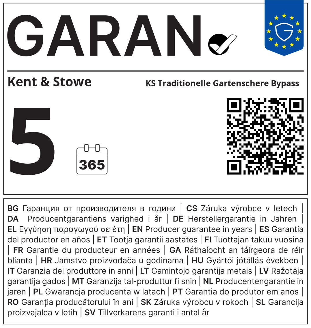 Kent & Stowe Traditionelle Gartenschere Bypass