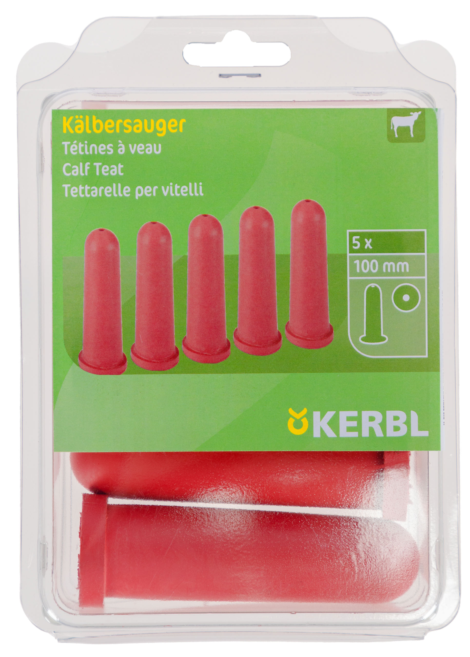 Kerbl Sauger kurz mit rund, Loch 5 St. im Pack, rot