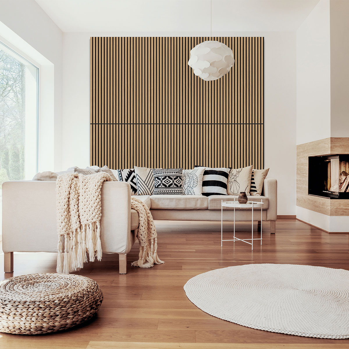 Jangal Wandpaneel Solid Teak MDF Furnier, 1206 x 800 x 22 mm