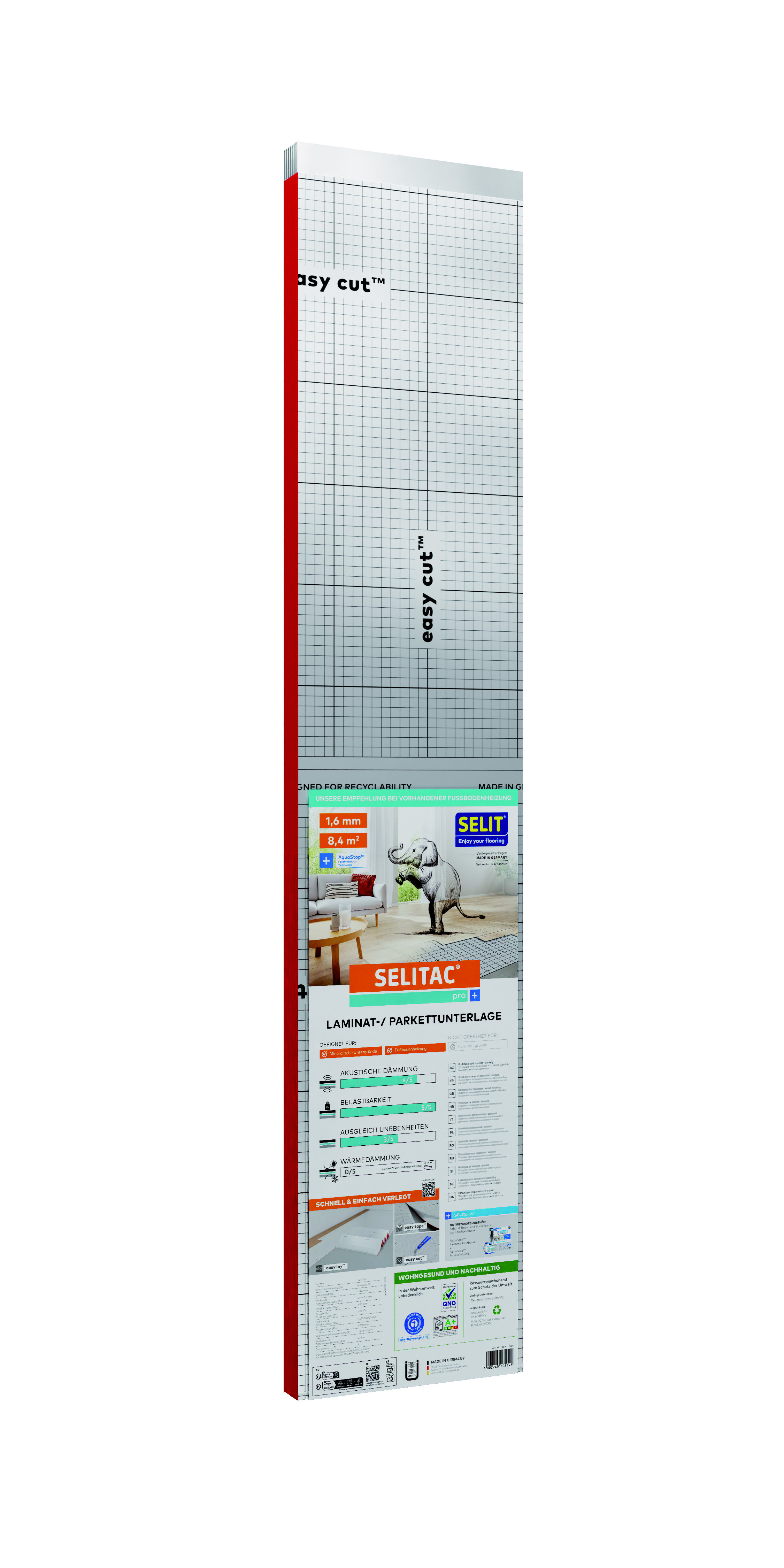 SELITAC Laminat- und Parkettunterlage pro+ 1,6 mm, 1,2 x 7 m, 8,4 m²