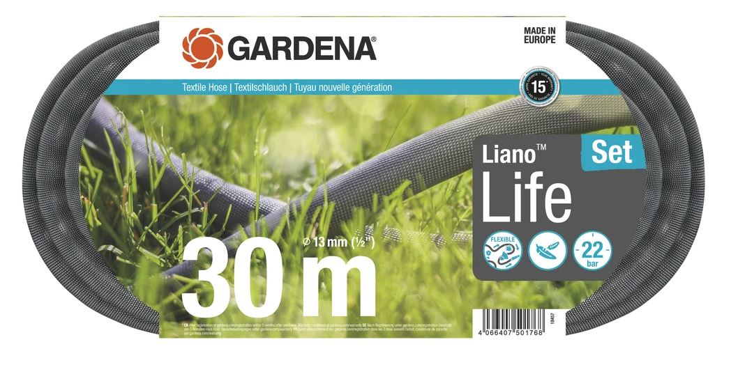 Gardena Textilschlauch Liano™ Life 1/2", 30 m Set Gardena Textilschlauch Liano™ Life 1/2", 30 m Set