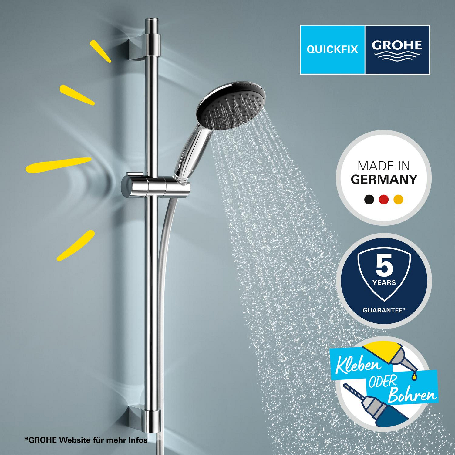 Grohe Vitalio Start 110 Brausestangenset 2 Strahlarten (Rain, Jet)
