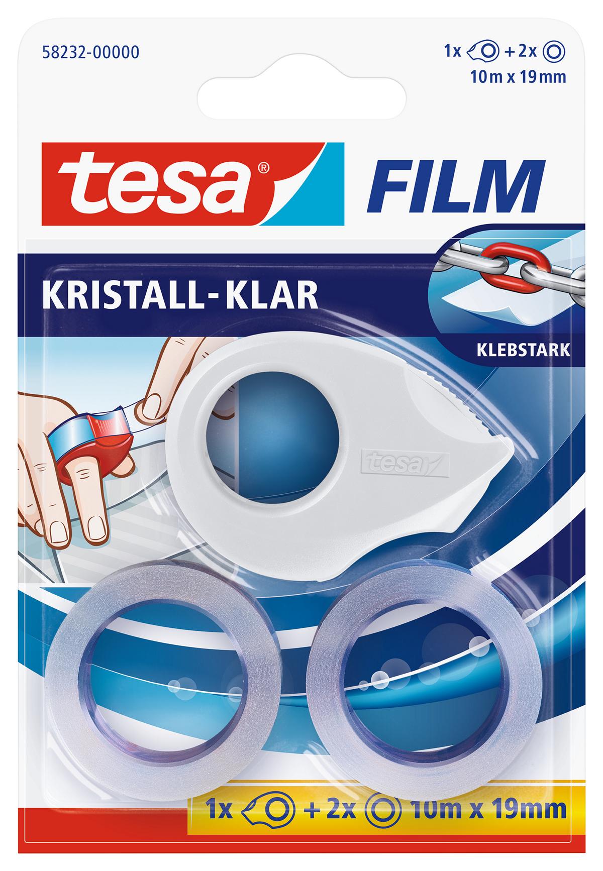 tesafilm_Crystal_Clear_582320000006_white_LI400_front_pa tesa kristall-klar tesafilm, 2 Rollen + Miniabroller