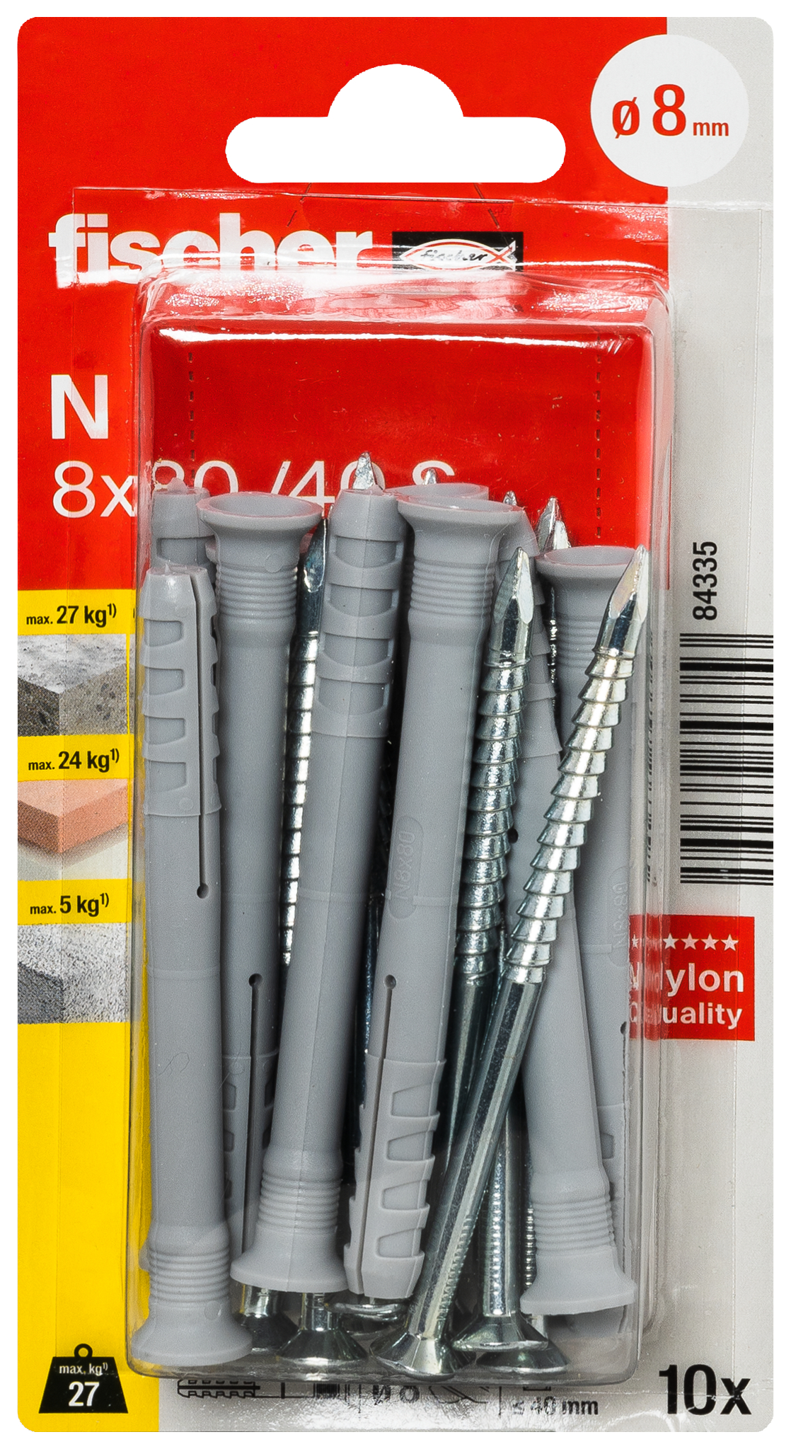 fischer Nageldübel N 8 x 80/40 S K (10)