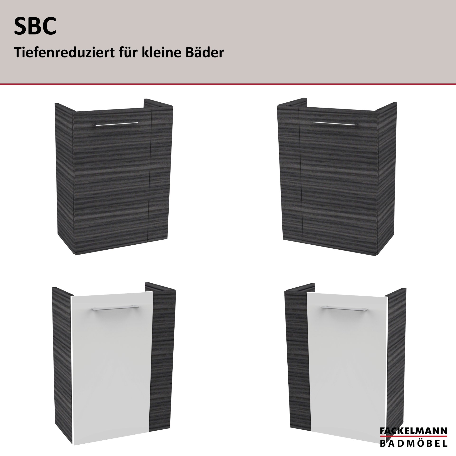 Fackelmann SBC Mini-Waschtischunterschrank 45, 440 x 600 x 243 mm, Dark-Oak-Optik