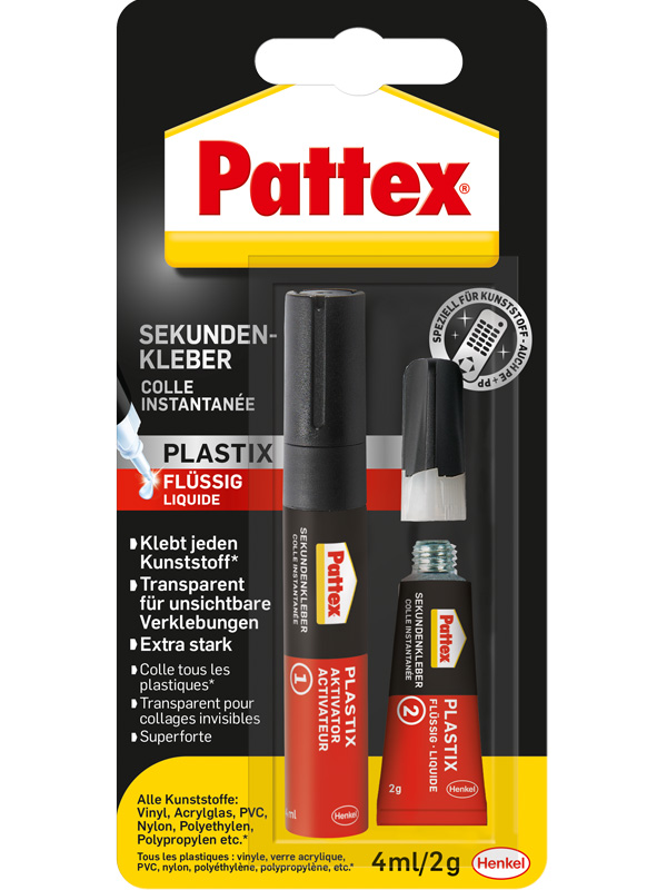 Pattex Sekundenkleber Plastik flüssig, 2 g