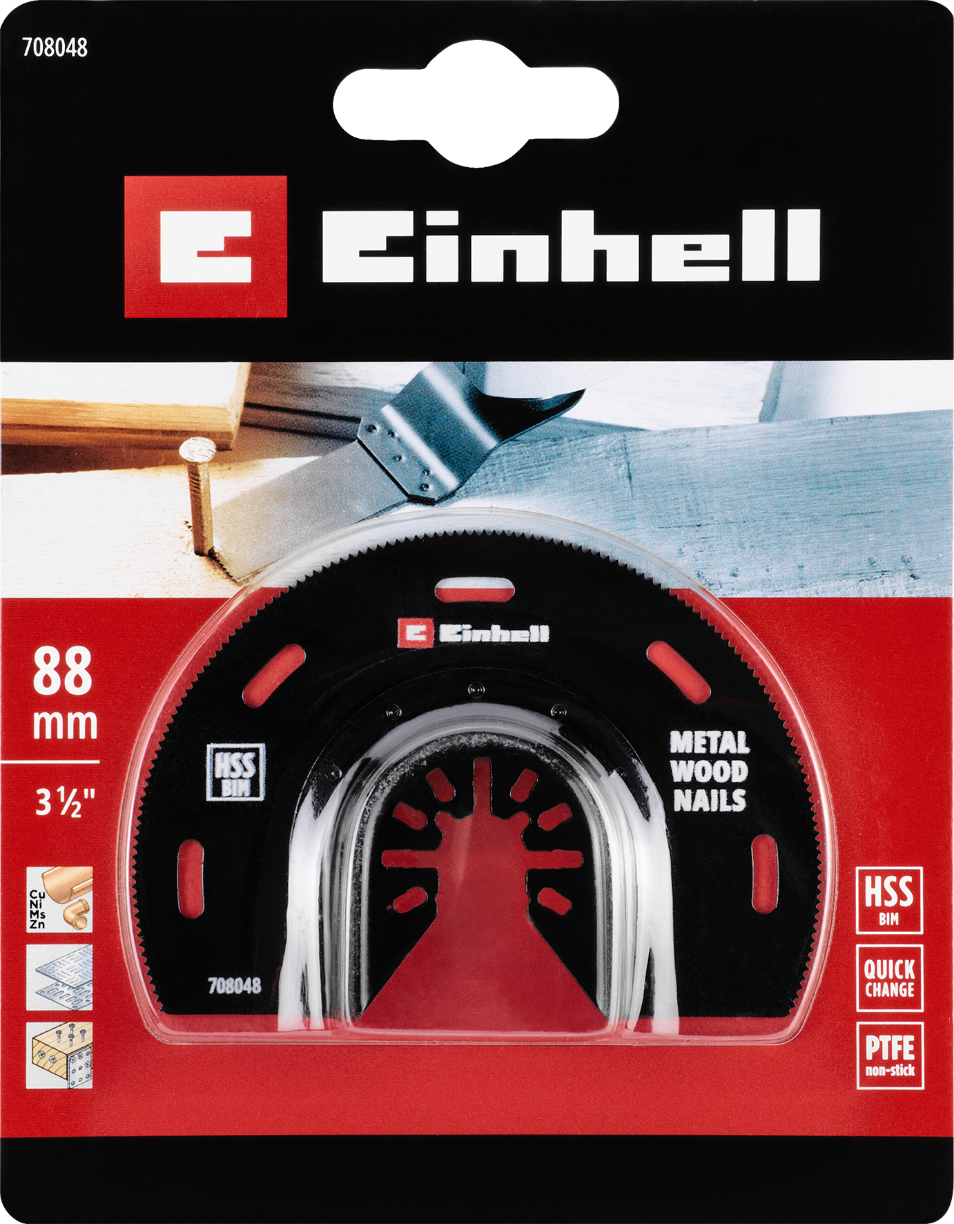 Einhell HSS-BiM-Tauchsägeblatt mit Universalaufnahme, halbrund, Ø 88 x 0,6 mm