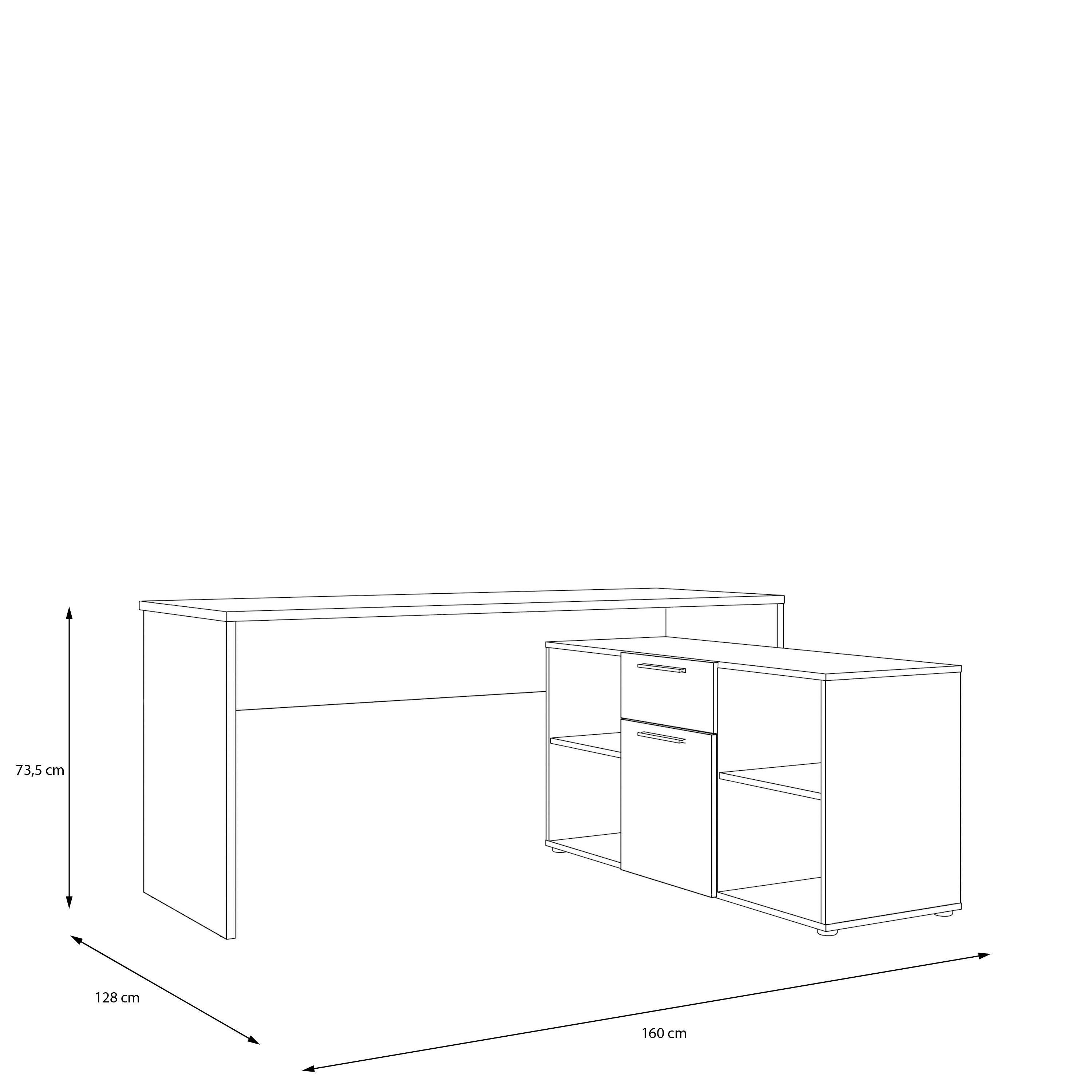Forte Eckschreibtisch Coco, weiß/artisan