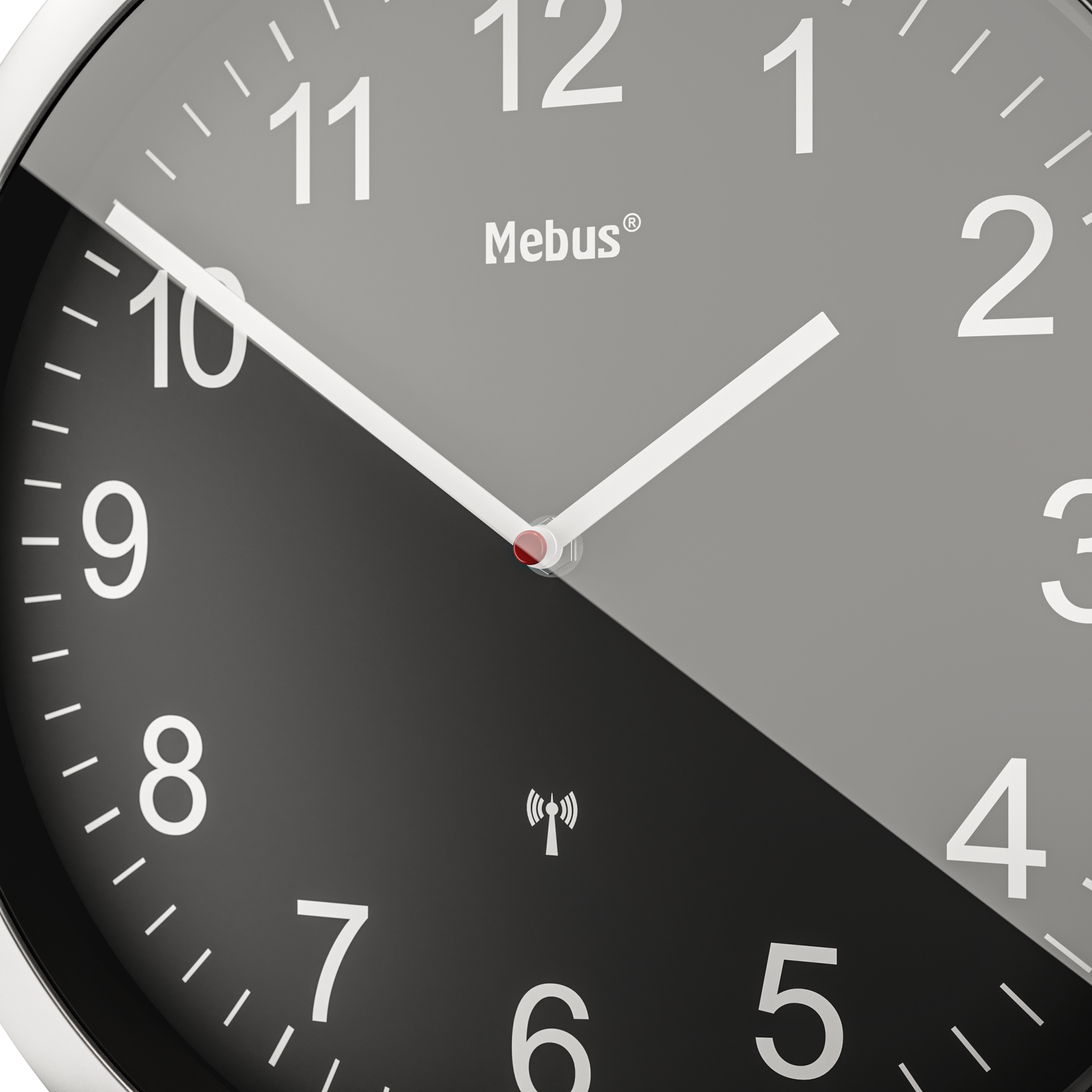 Mebus Funkwanduhr, Ø 25 cm, schwarz