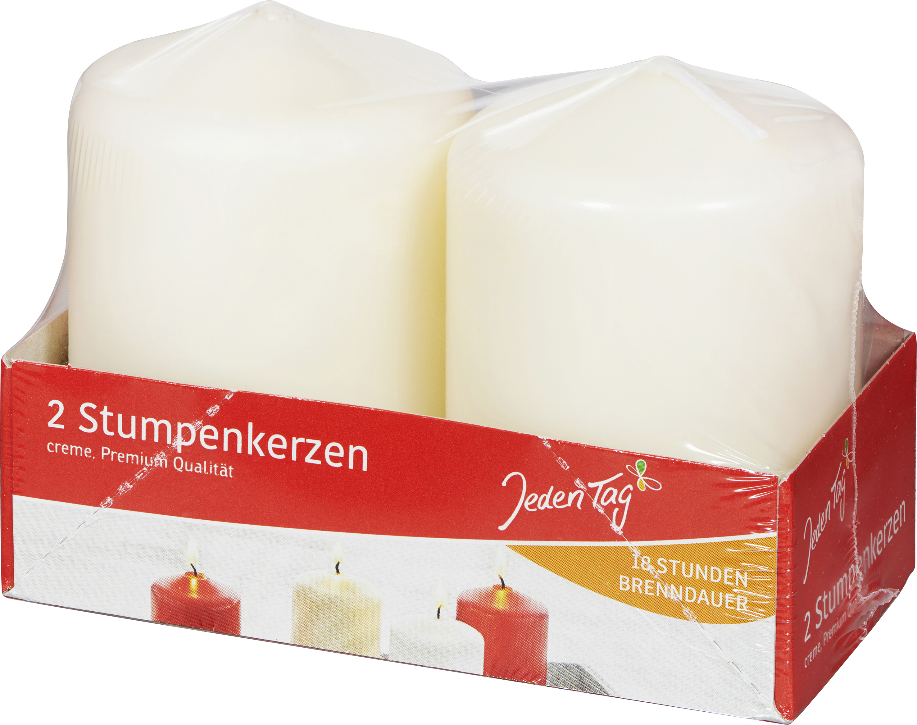 JEDEN TAG  STUMPENKERZEN 80X55MM 2ST CREME