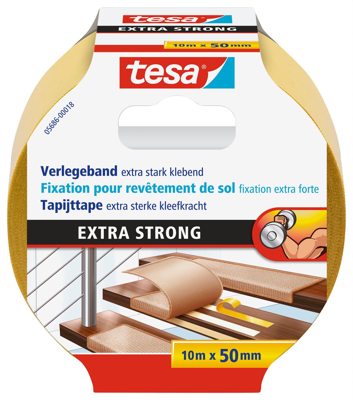 tesa_Floorlaying_056860001811_LI406_front_pa tesa Verlegeband, extra stark klebend, 10 m