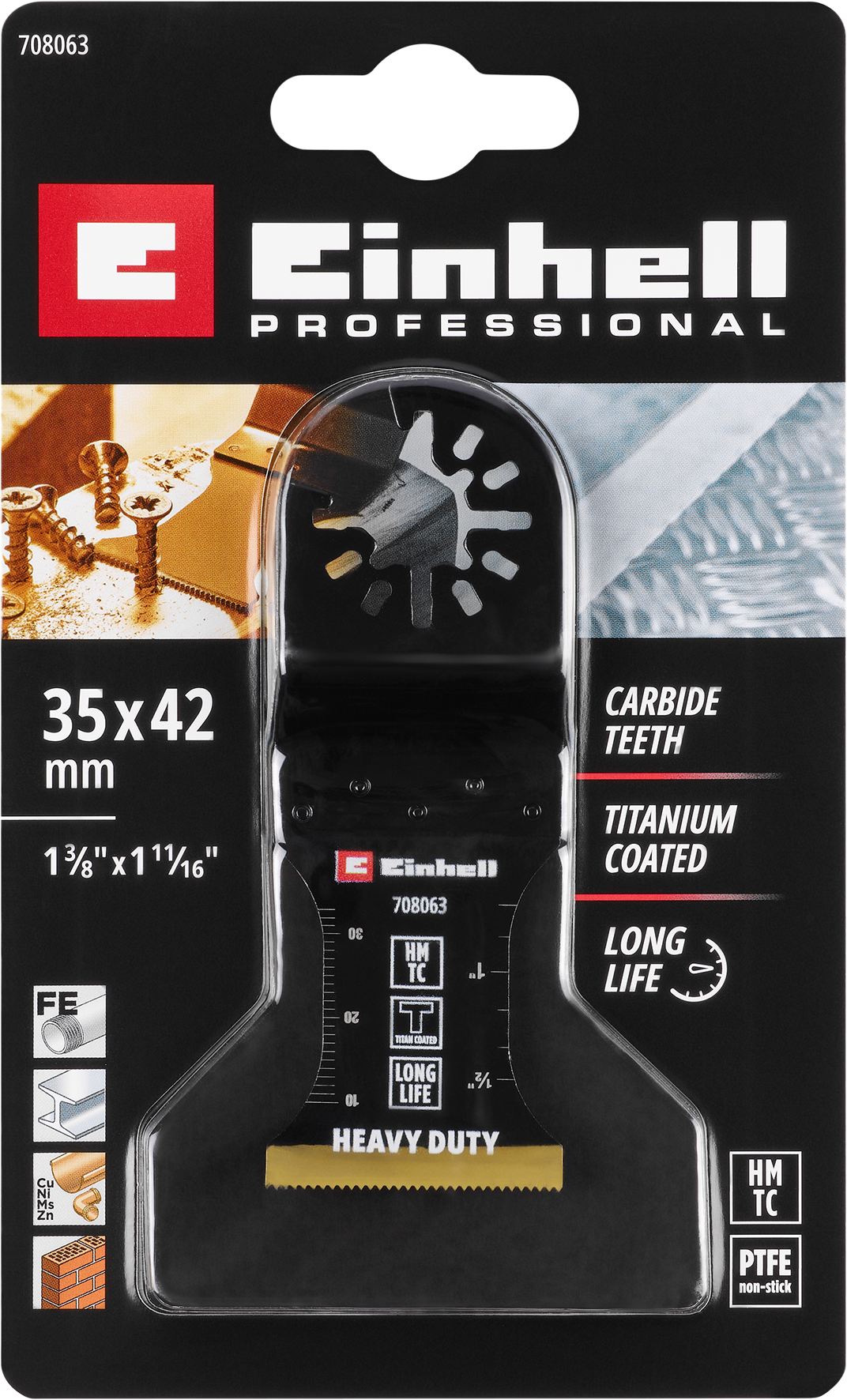 Einhell HM-Tauchsägeblatt mit Universalaufnahme und Titanbeschichtung, gerade, 35 x 41 mm
