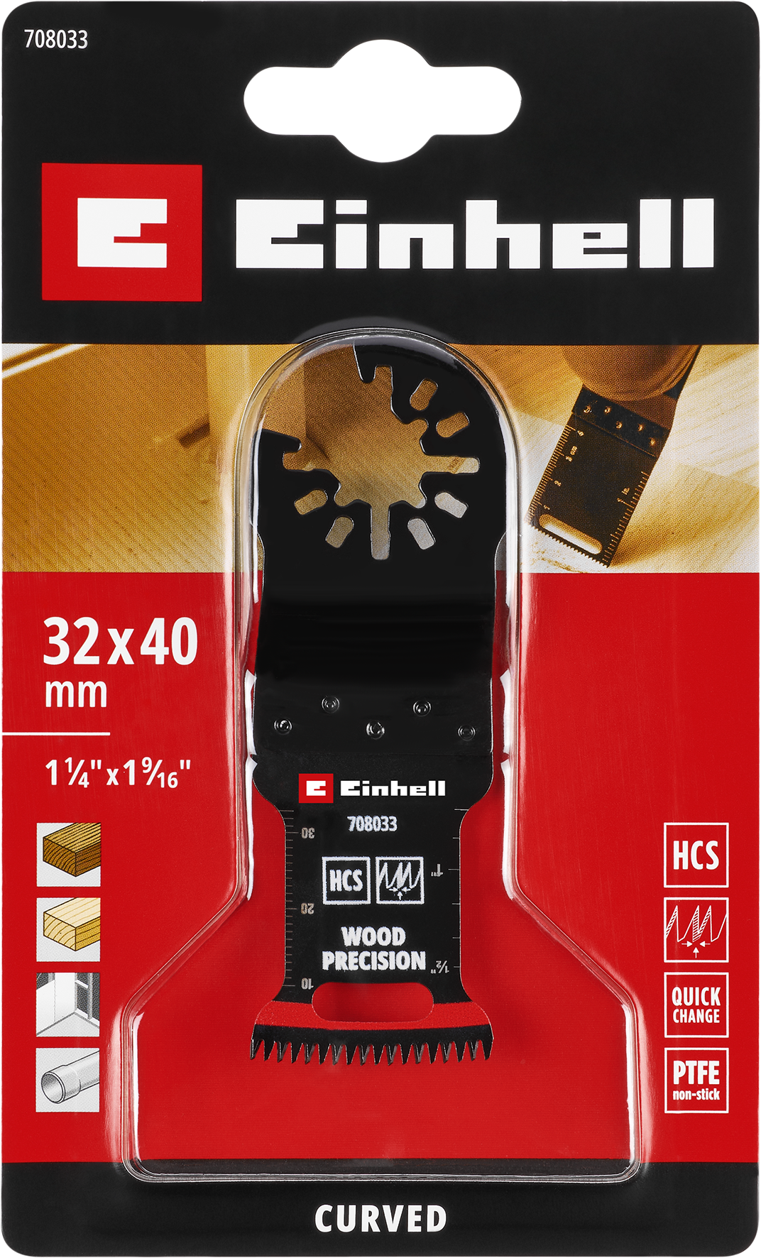 Einhell HCS-Tauchsägeblatt mit Universalaufnahme und Japanzahnung, curved, 32 x 40 mm