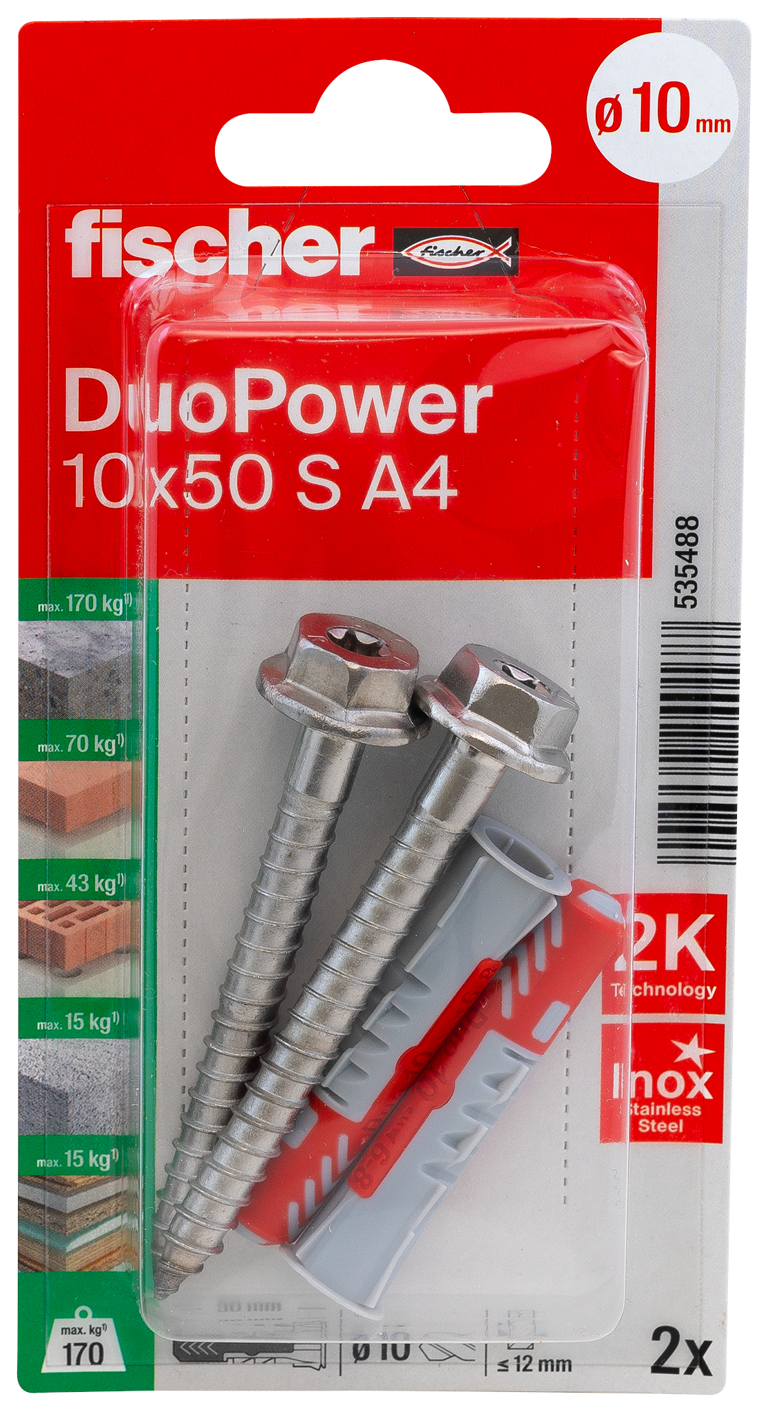 fischer DuoPower Universaldübel 10 x 50 S A4 K (2) fischer DuoPower Universaldübel 10 x 50 S A4 K (2)