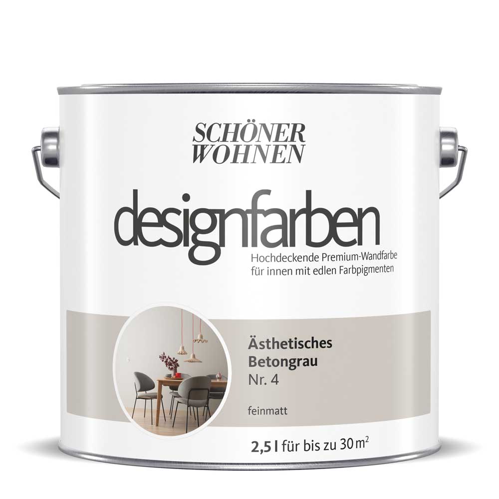 Schöner Wohnen Designfarbe, ästhetisches betongrau, 2,5L Schöner Wohnen Designfarbe, ästhetisches betongrau, 2,5L