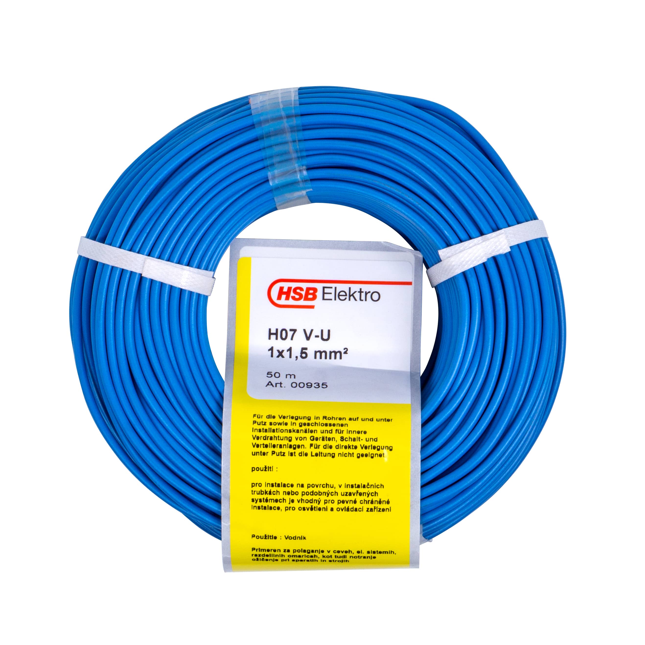 HSB Aderleitung H07V-U 1,5mm², 50m, blau