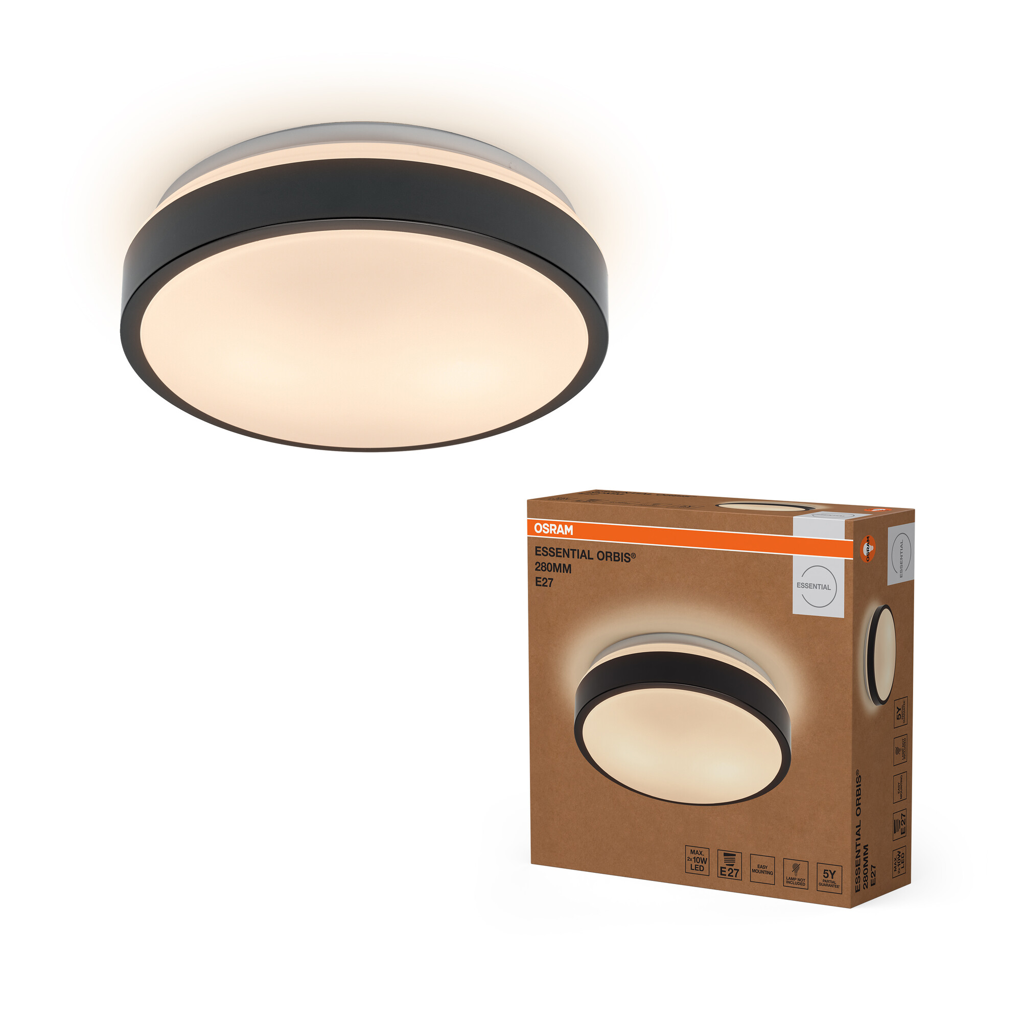 Osram ORBIS Essential 280, 2XE27, schwarz