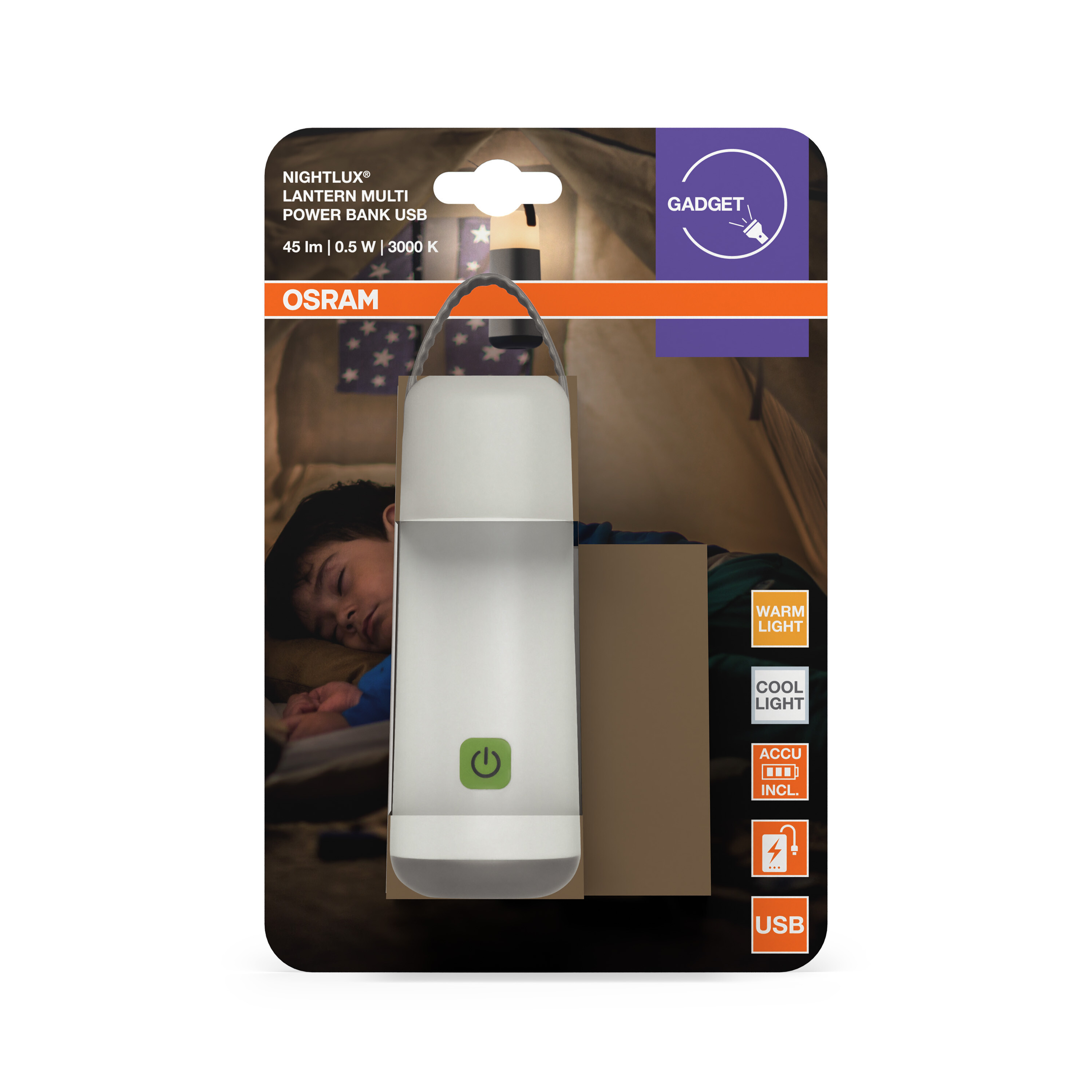 Osram Nachtlicht "Nightlux Latern Multi Power Bank USB", weiß
