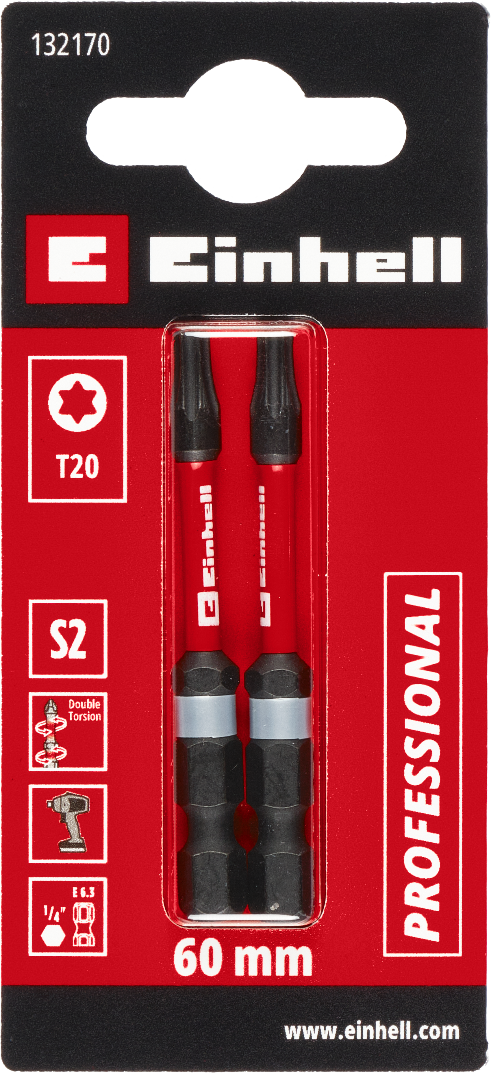 Einhell Impact-Bits mit Doppel-Torsion, 60 mm, T20