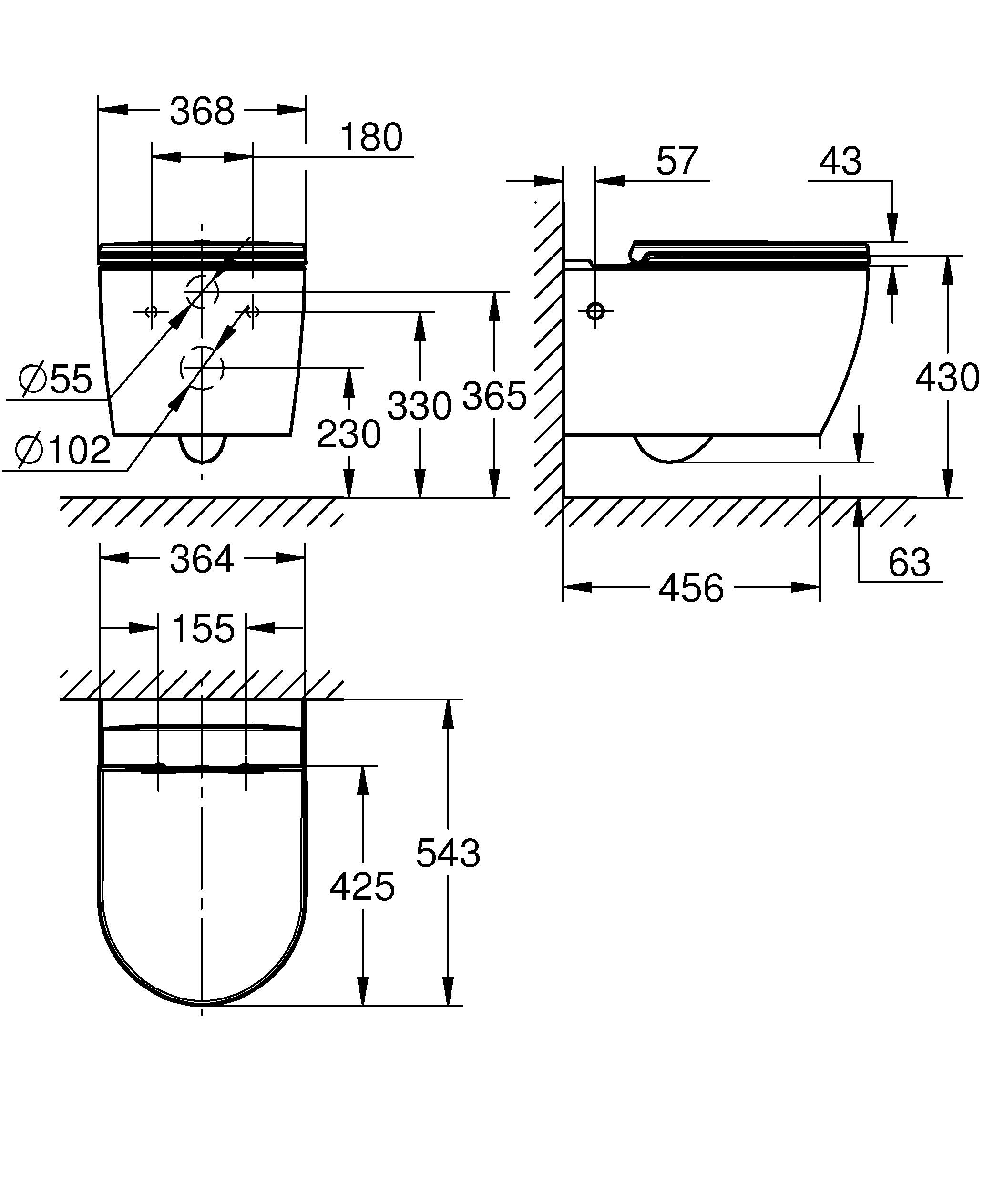 Grohe Start Round Ceramic Set Wand-Tiefspül-WC