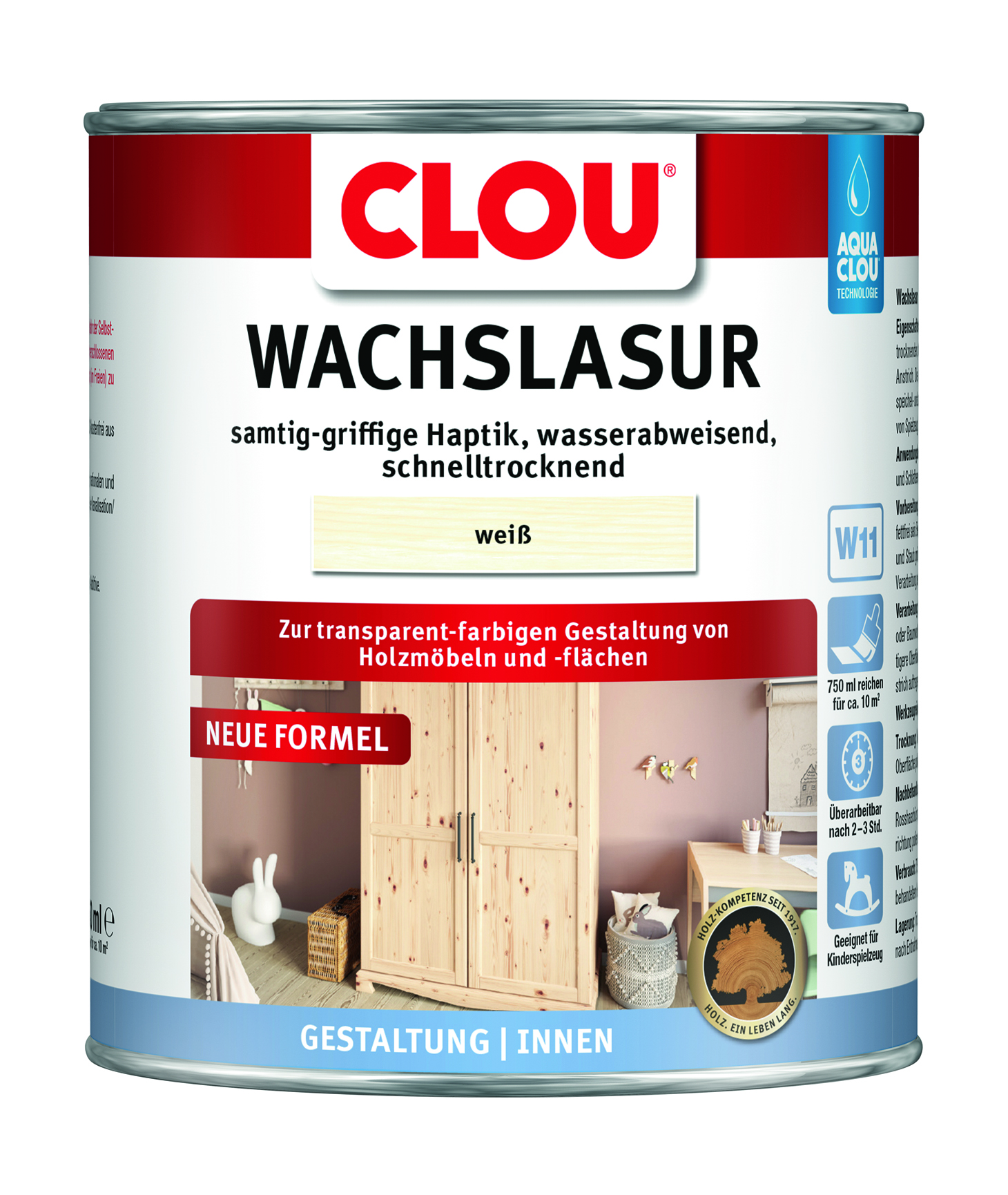 Clou Wachslasur Weiß, 750 ml