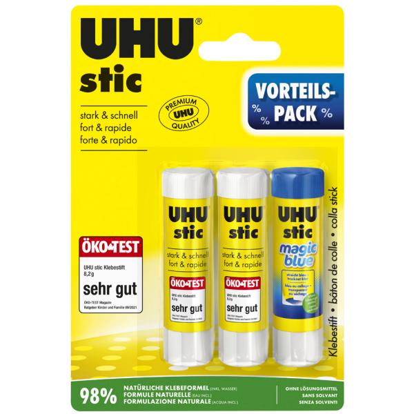 Uhu Stick Klebestift ohne Lösungsmittel, Infokarte (2x21g+1xMagic blue 21g) Uhu Stick Klebestift ohne Lösungsmittel, Infokarte (2x21g+1xMagic blue 21g)