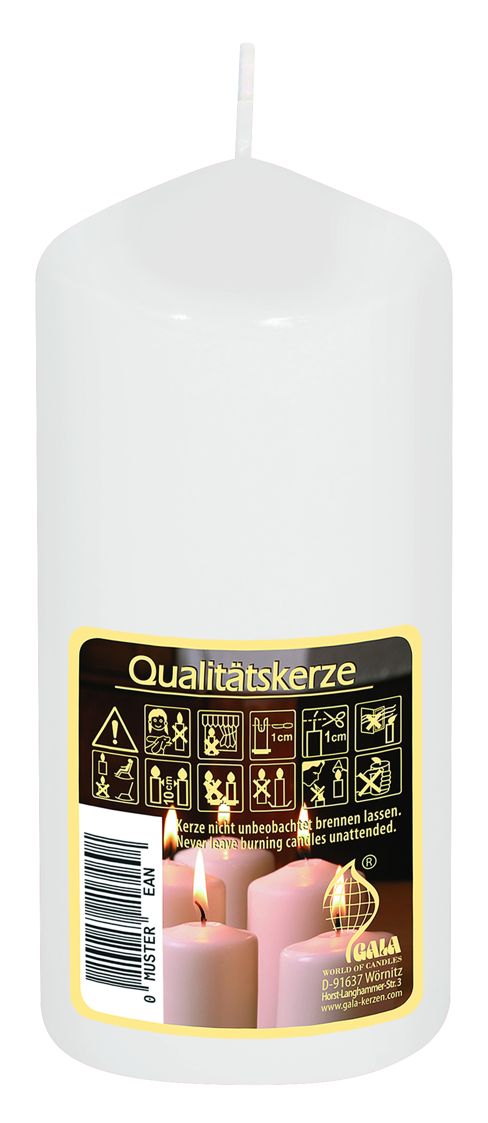 GALA STUMPENKERZE 60/130 WEIß