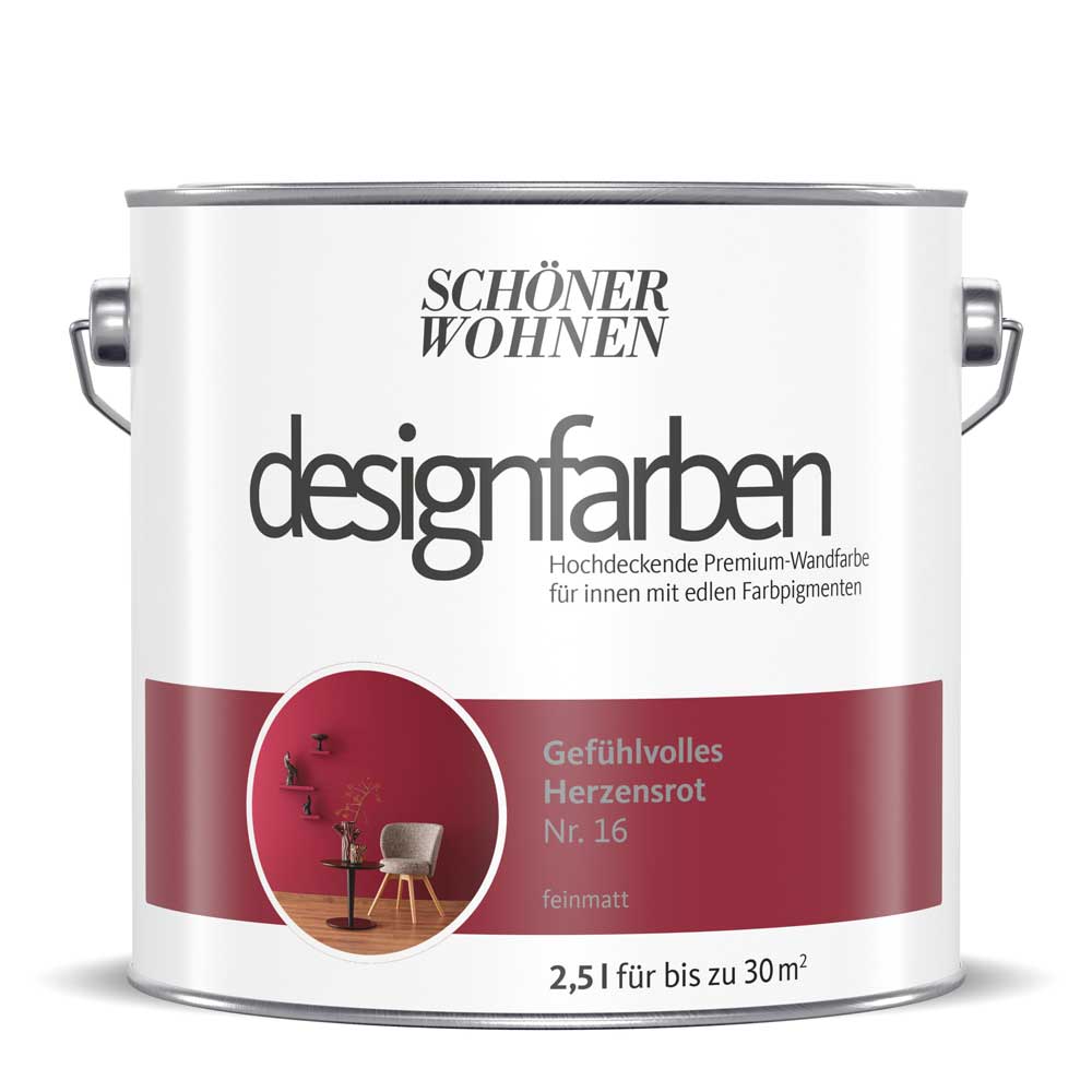 Schöner Wohnen Designfarbe, gefühlvolles Herzensrot, 2,5L Schöner Wohnen Designfarbe, gefühlvolles Herzensrot, 2,5L